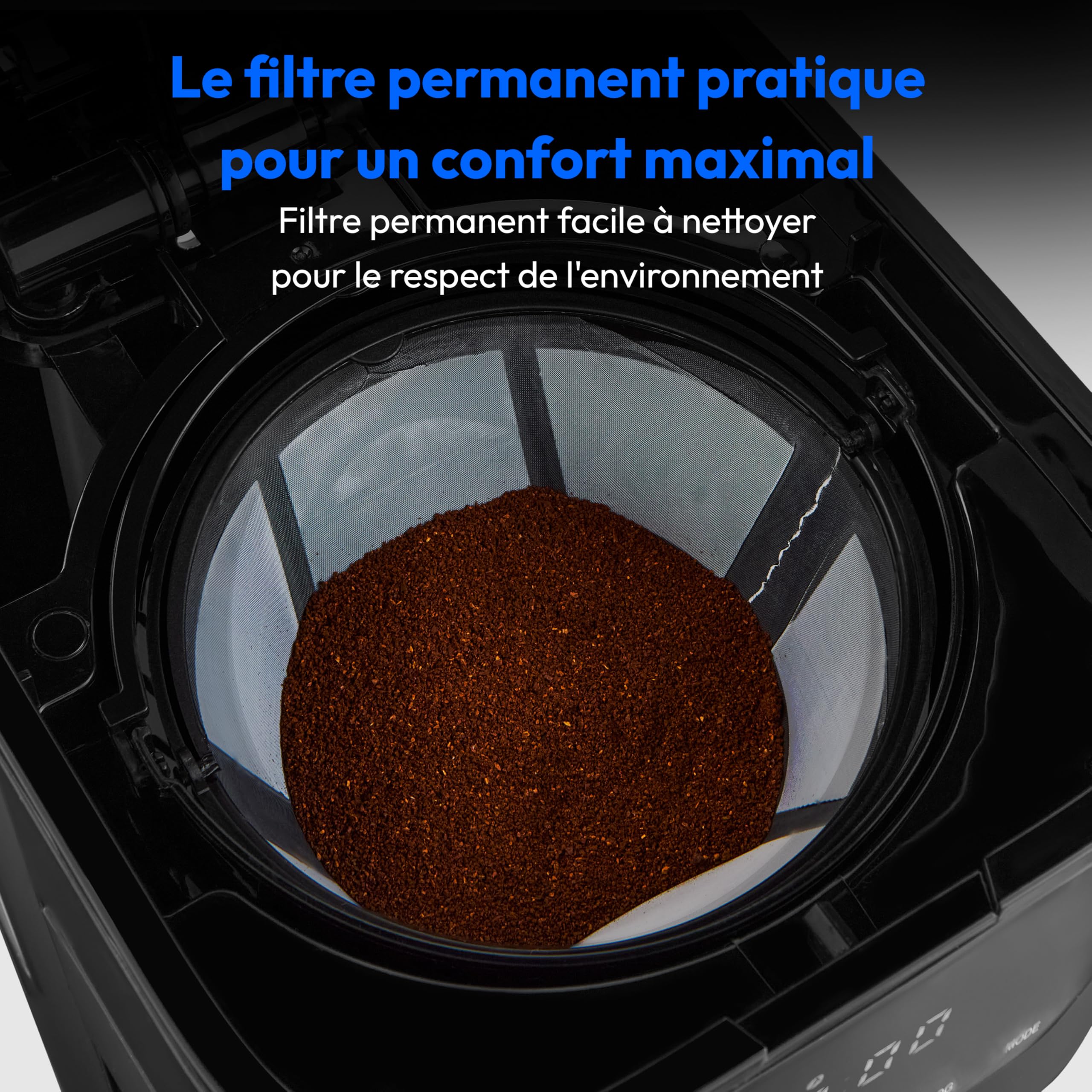 MEDION Cafetière avec verseuse isotherme et minuteur (filtre, 8 tasses, 1,2 L, 900 W, 3 niveaux, maintien au chaud, minuterie, anti-goutte, affichage, MD18458), noir mat
