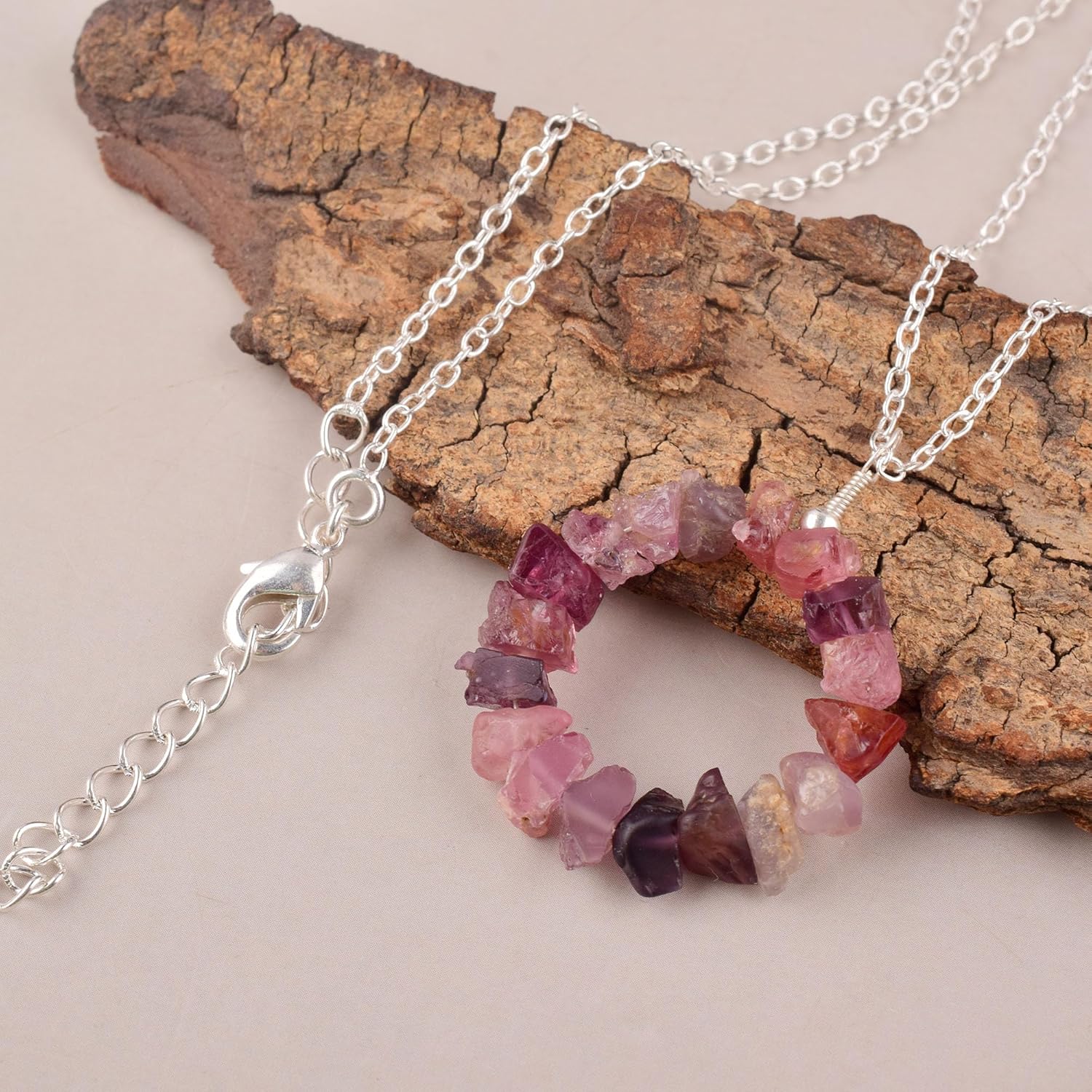 Natural Raw Multi Spinel Crystals Pendant Necklace, Rough Gemstone, Energy Healing Crystals, Birthday, Gift for Her, Women, Teen Girl Gemstone Jewelry 18 inch AAA+ Quality - Image 2