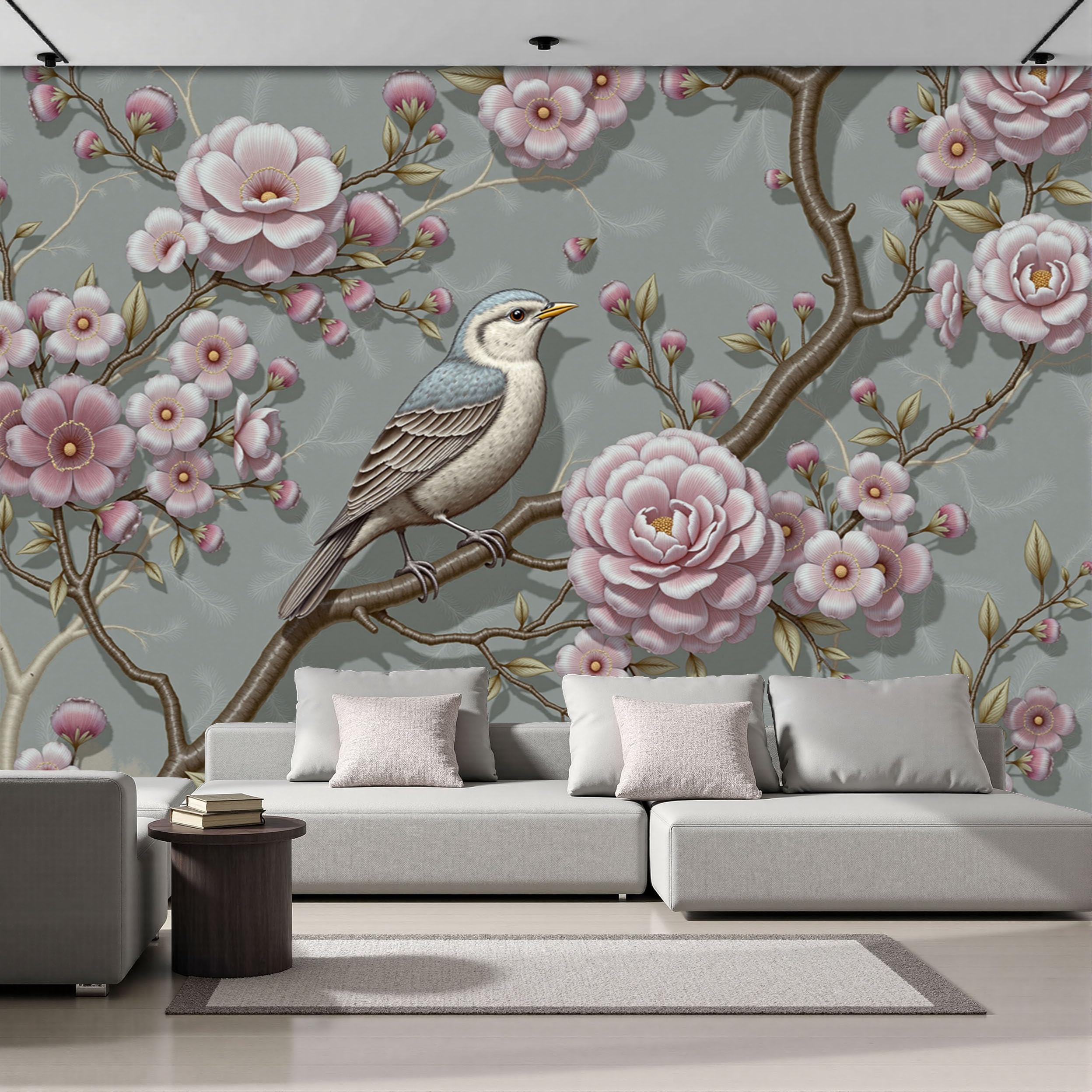 Papier Peint Panoramique Chinois Soie 400x280cm pour Salon
