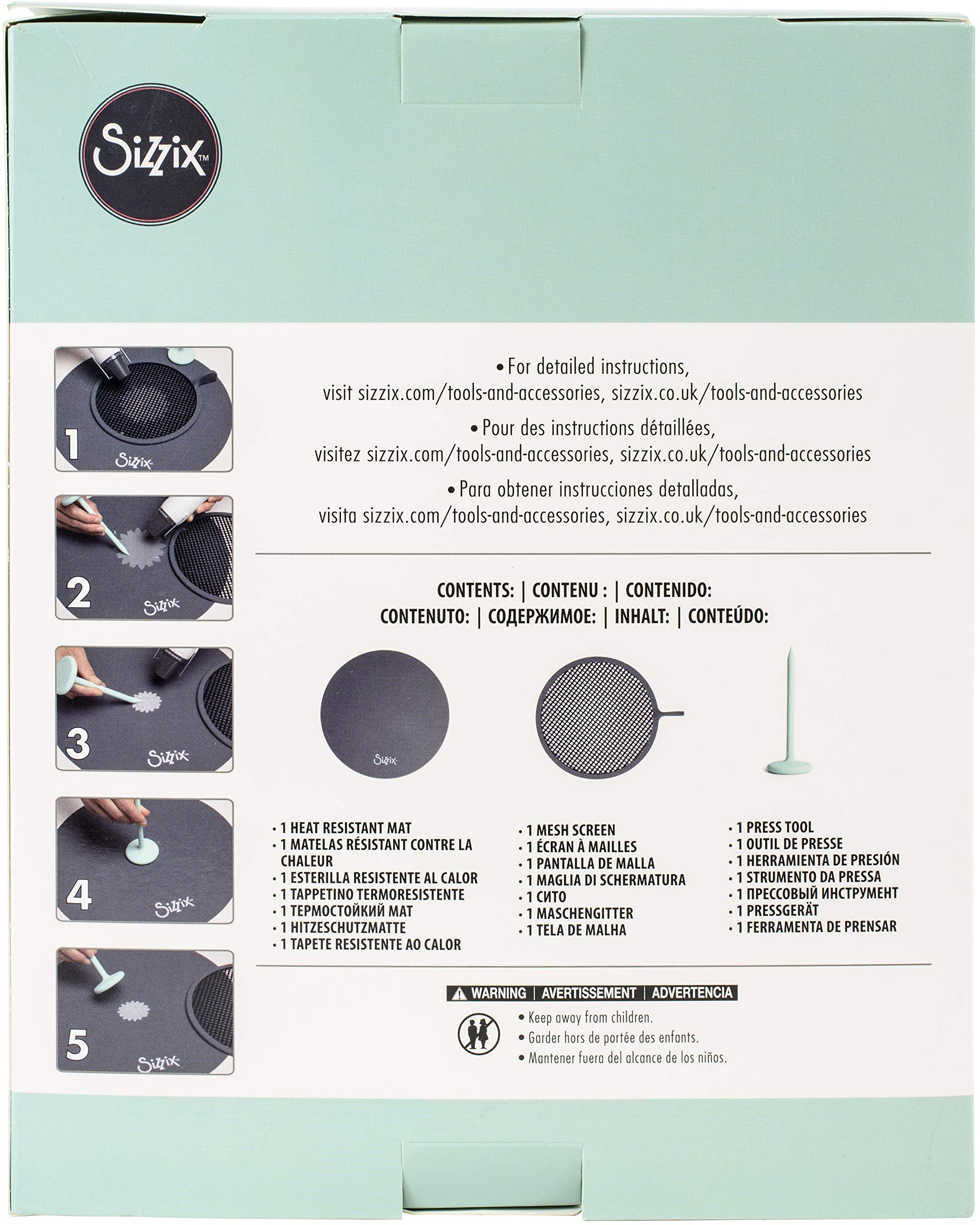Sizzix Accessory Shrink Plastic Accessori - Tappetino Resistente al Calore, Strumento Pressione e Rete per Artigianato Semplificato