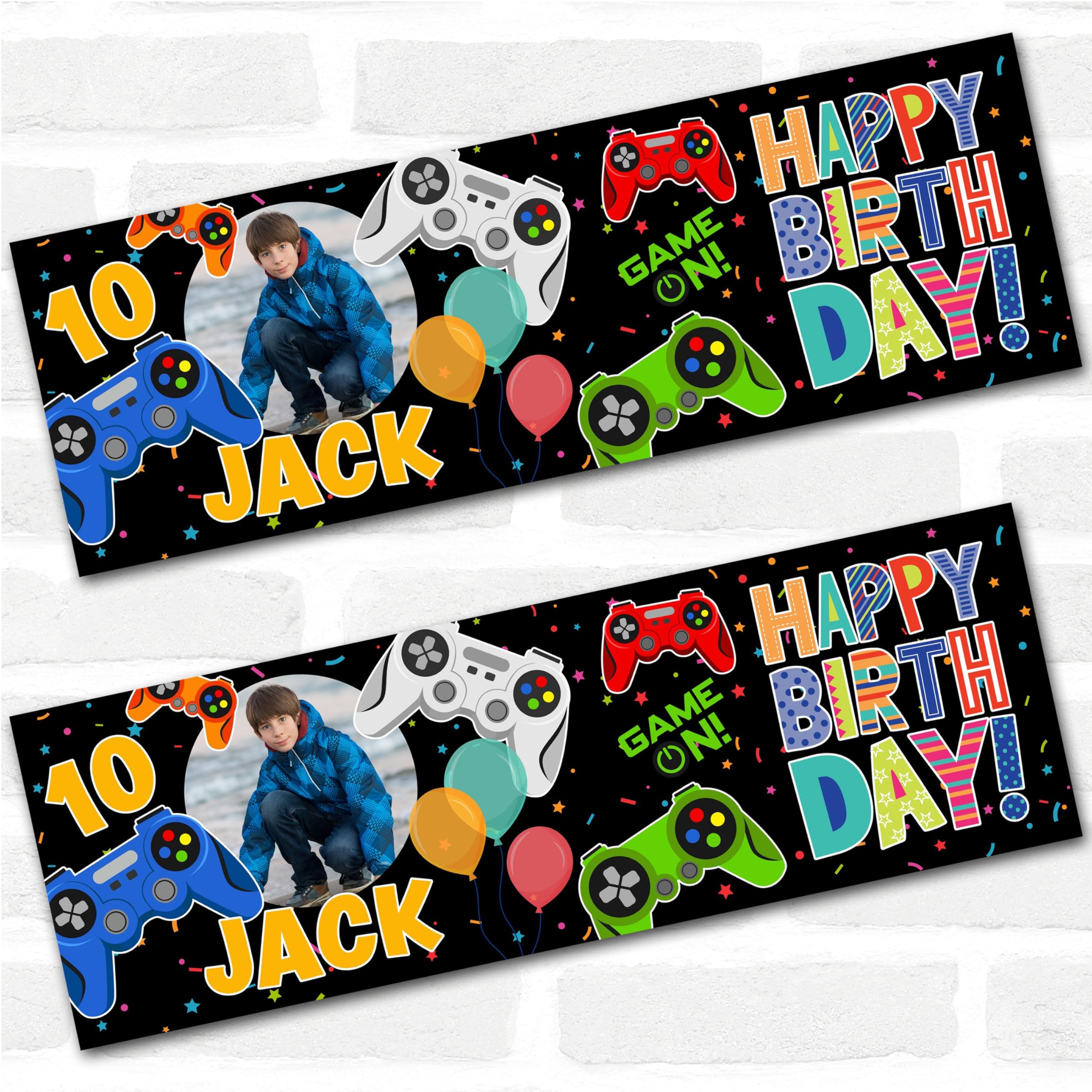 Personalised Party Banner For Kids Birthday Gaming Game Controller | Custom Large Party Decoration, Event Banner, Backdrop, Décor, Signage. 3 ft x 1 ft | 4.5 ft x 1.5 ft | 6 ft x 2 ft