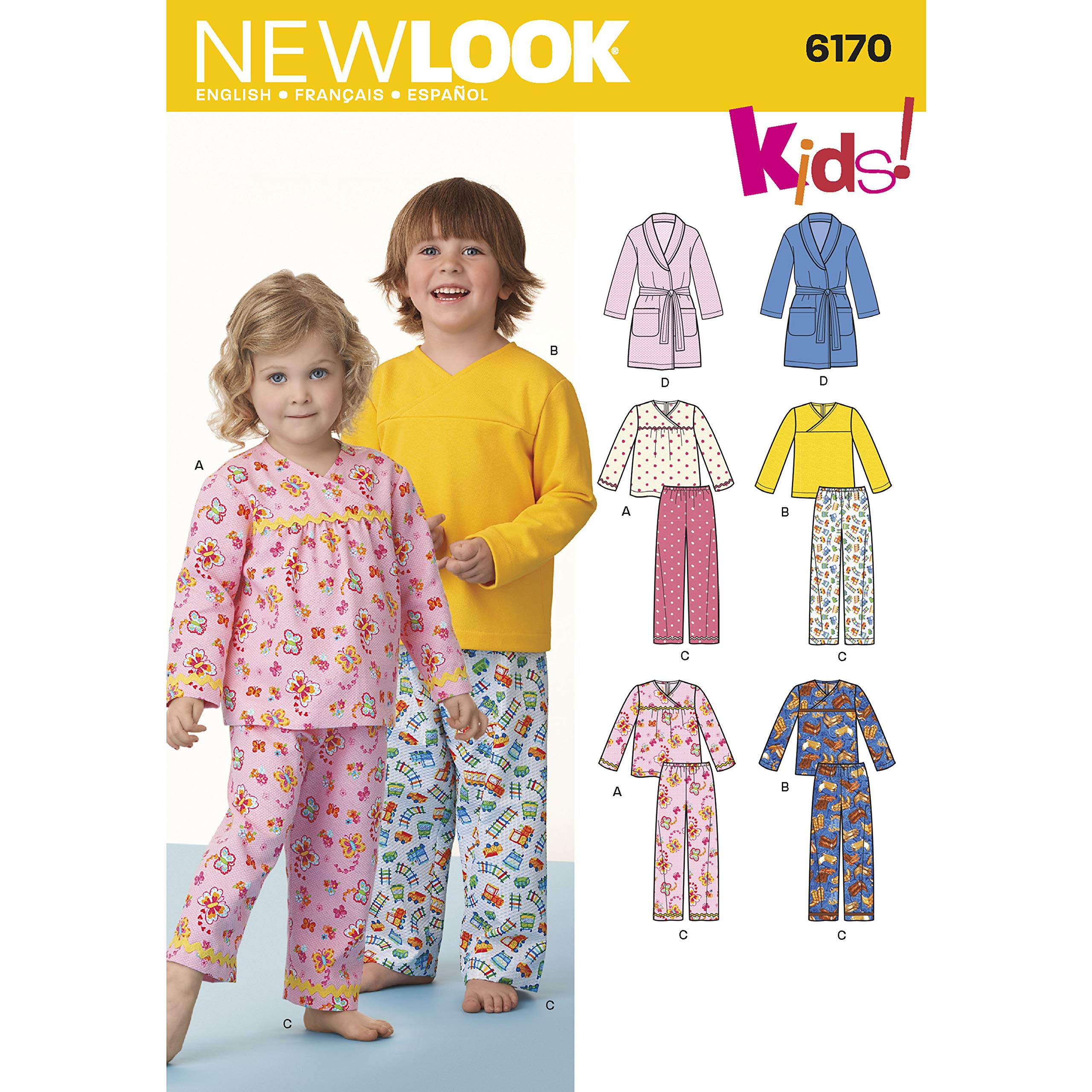 Simplicity Creative Patterns New Look 6170 Toddlers' and Child's Pajamas, A (1/2-1-2-3-4-5-6-7-8)