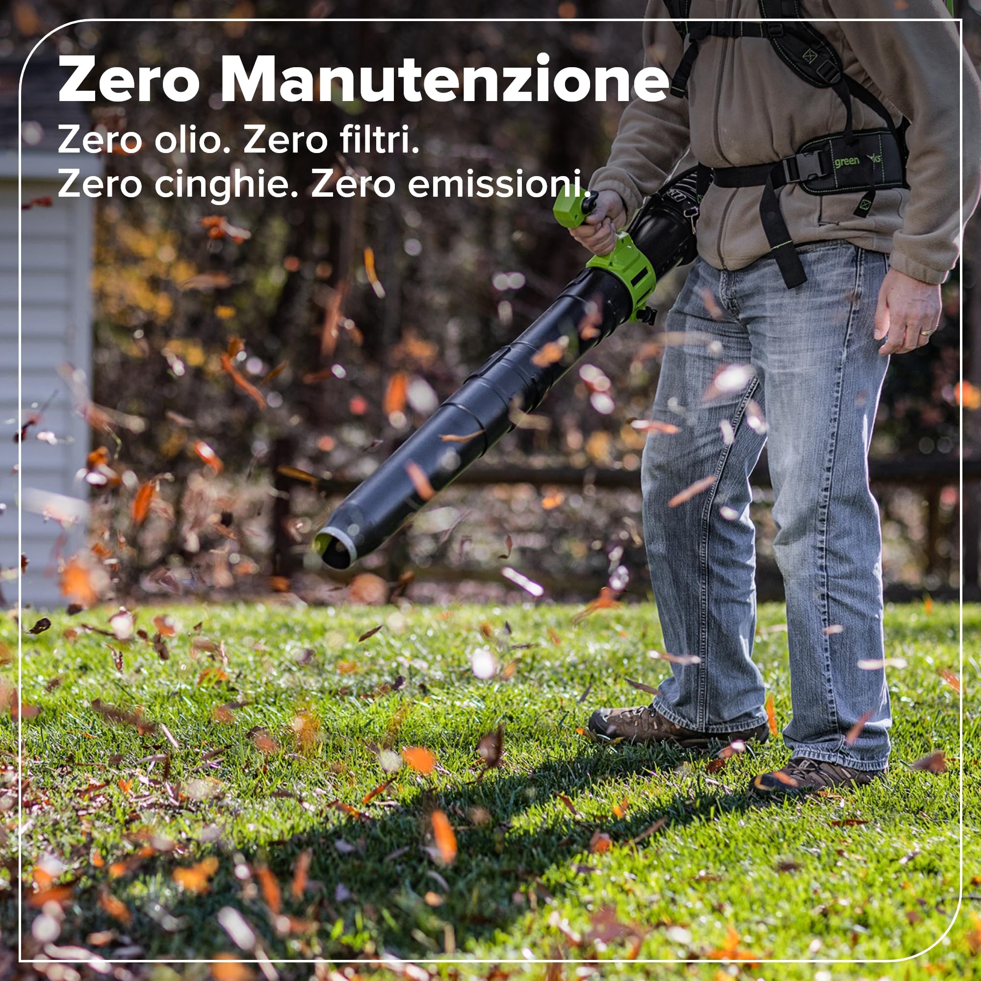 Greenworks Soffiatore a Batteria 24V Premium, Motore Brushless ad Alta Efficienza, 14,58 m³/min, 209 km/h, Tecnologia QUIETFORCE, Cruise Control – Solo Utensile BL24515A1