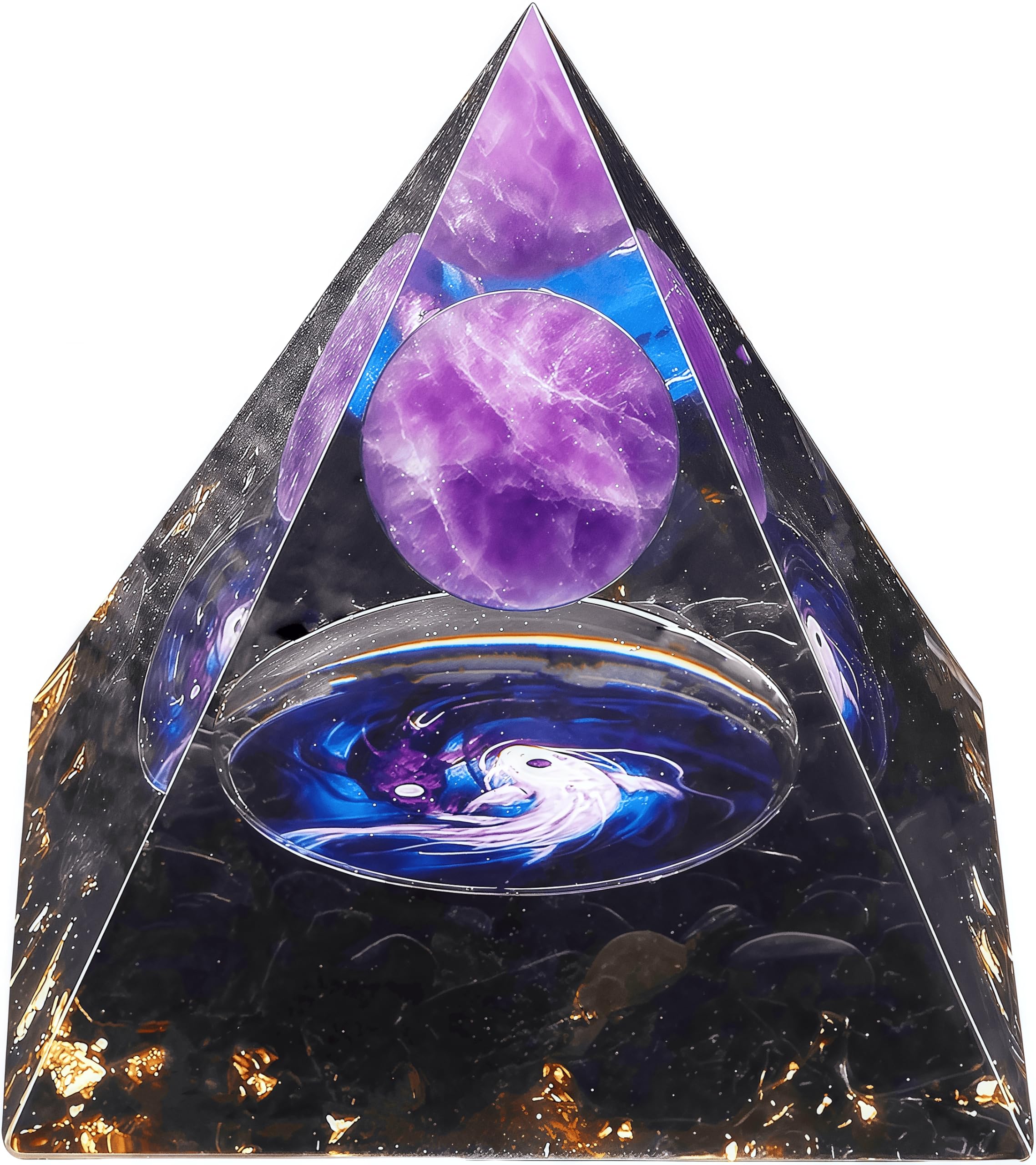 Flower of Life Orgonite Money Healing Crystal Pyramids for Positive Energy Rose Quartz&Blue Stones That Promotes Wealth,Prosperity and attracts Success (Tai Chi)
