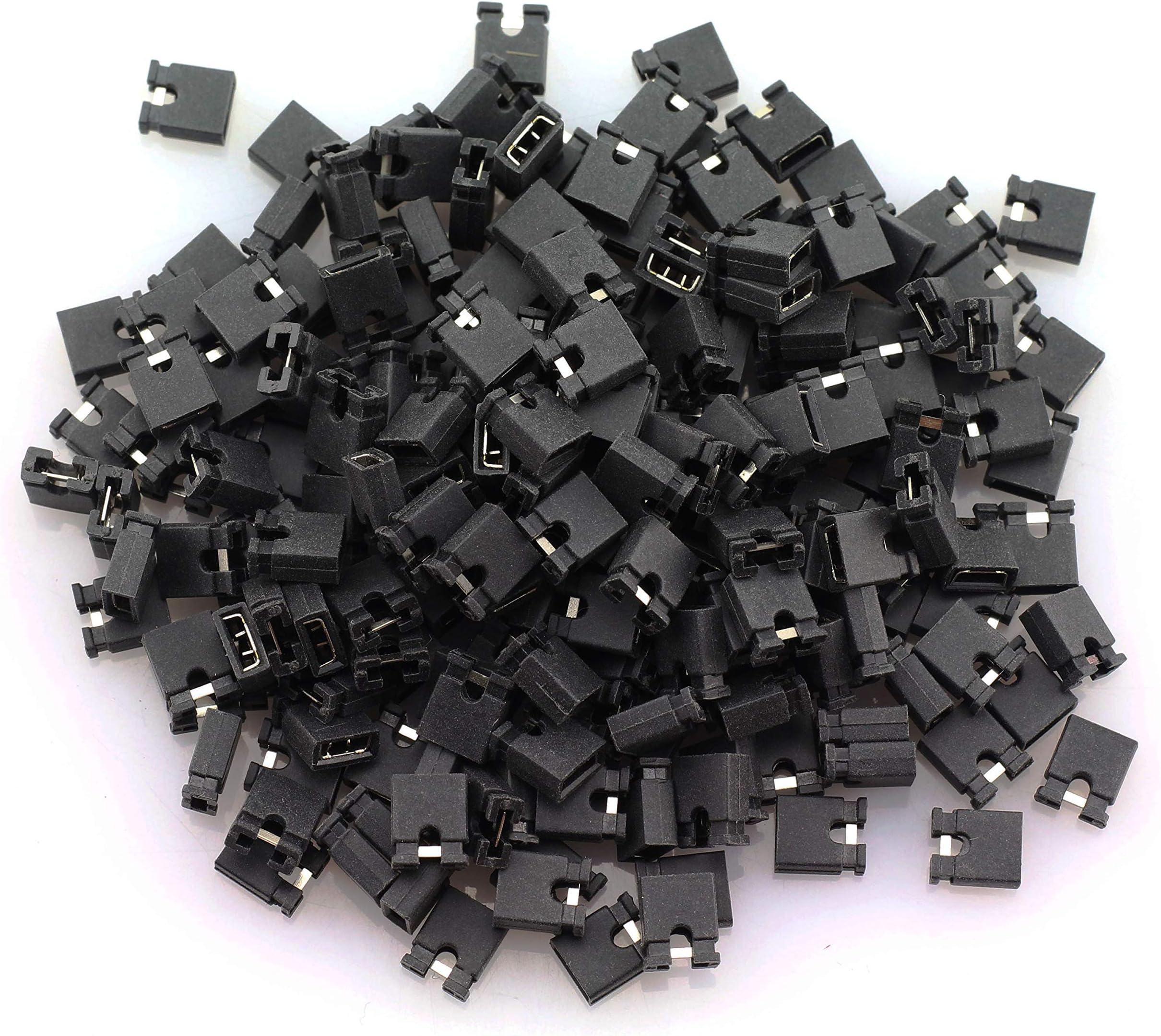 MEETOOT 200PCS 2.54mm Standard Pin Header Jumper Cap Short Connection Block Circuit Board Shunts Short Circuit Cap for Hard Drive CD DVD Motherboards DIY Accessories Black