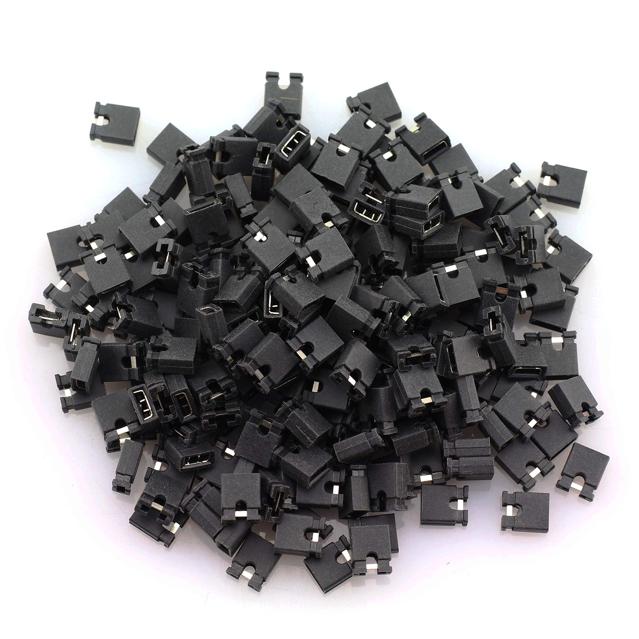 MEETOOT 200PCS 2.54mm Standard Pin Header Jumper Cap Short Connection Block Circuit Board Shunts Short Circuit Cap for Hard Drive CD DVD Motherboards DIY Accessories Black