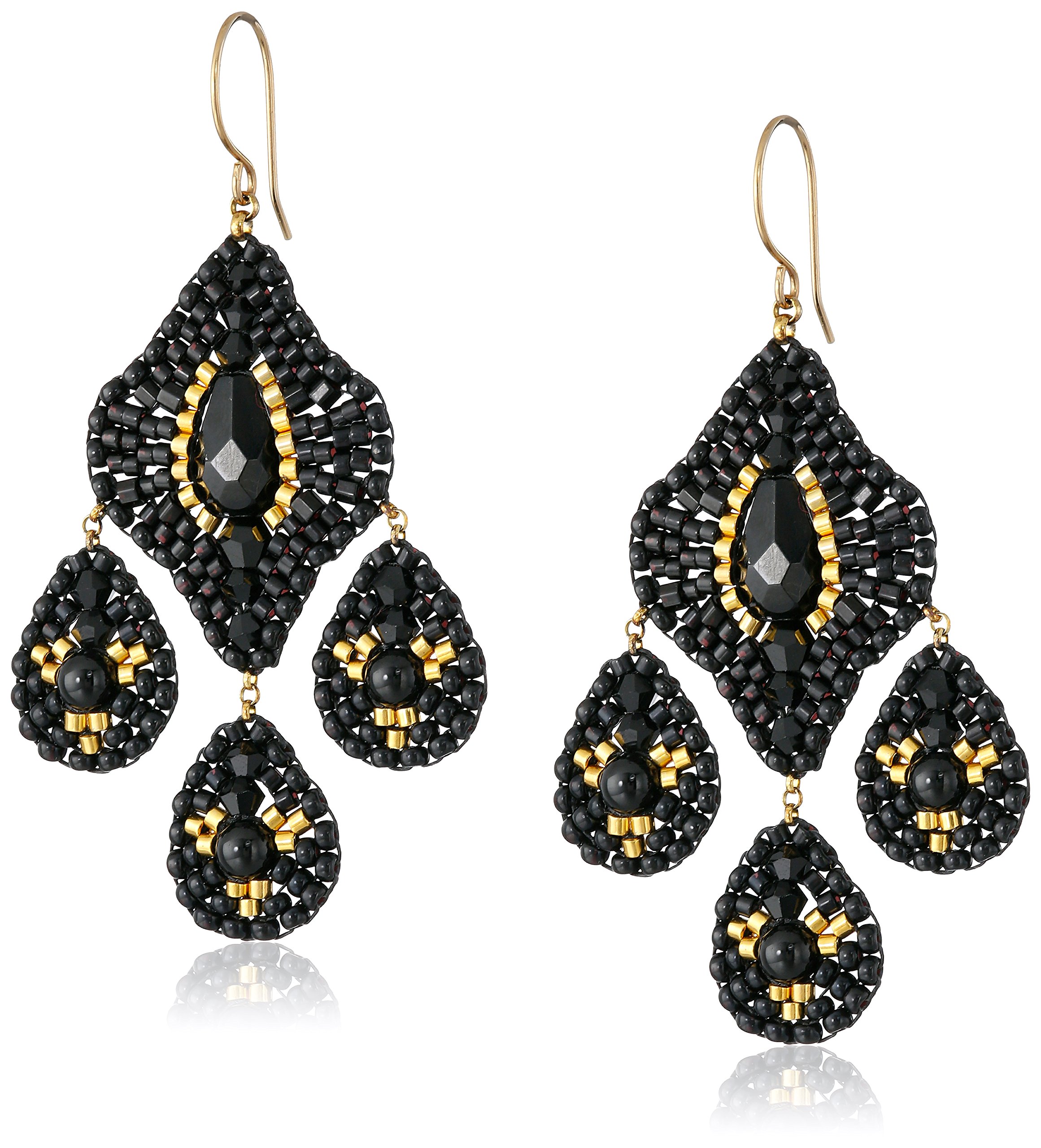 Miguel Ases Onyx 3-Drop Earrings
