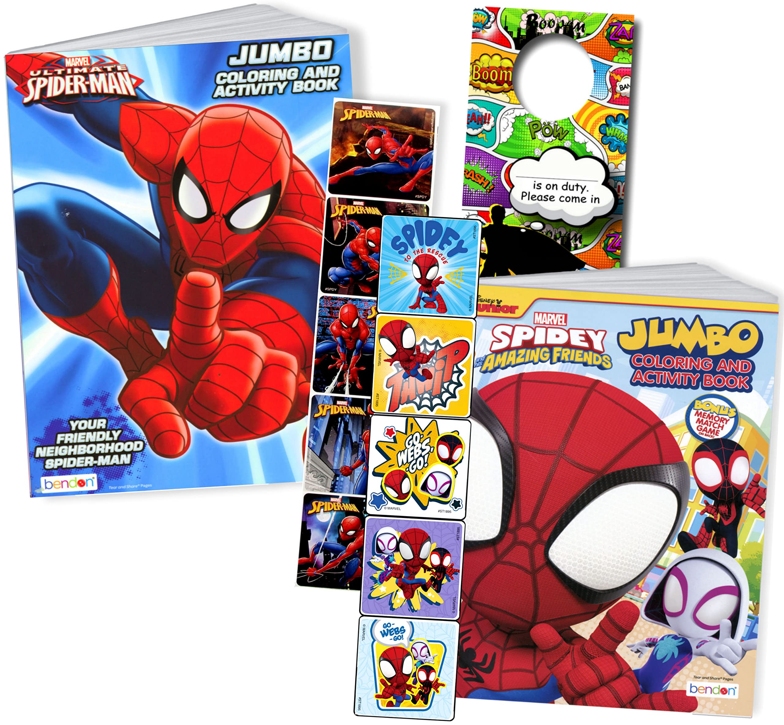 Amazing Spidey Spiderman Activity Set Bundle with Spiderman Reward Stickers, Spiderman Stickers, 2-Sided Superhero Door Hanger and More in Gift Bag