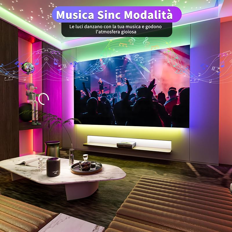 Bandă LED OULARA 10M RGB COB cu control inteligent prin WiFi, variator de intensitate, compatibilă cu Alexa, Google și Tuya, ideală pentru TV și decor.