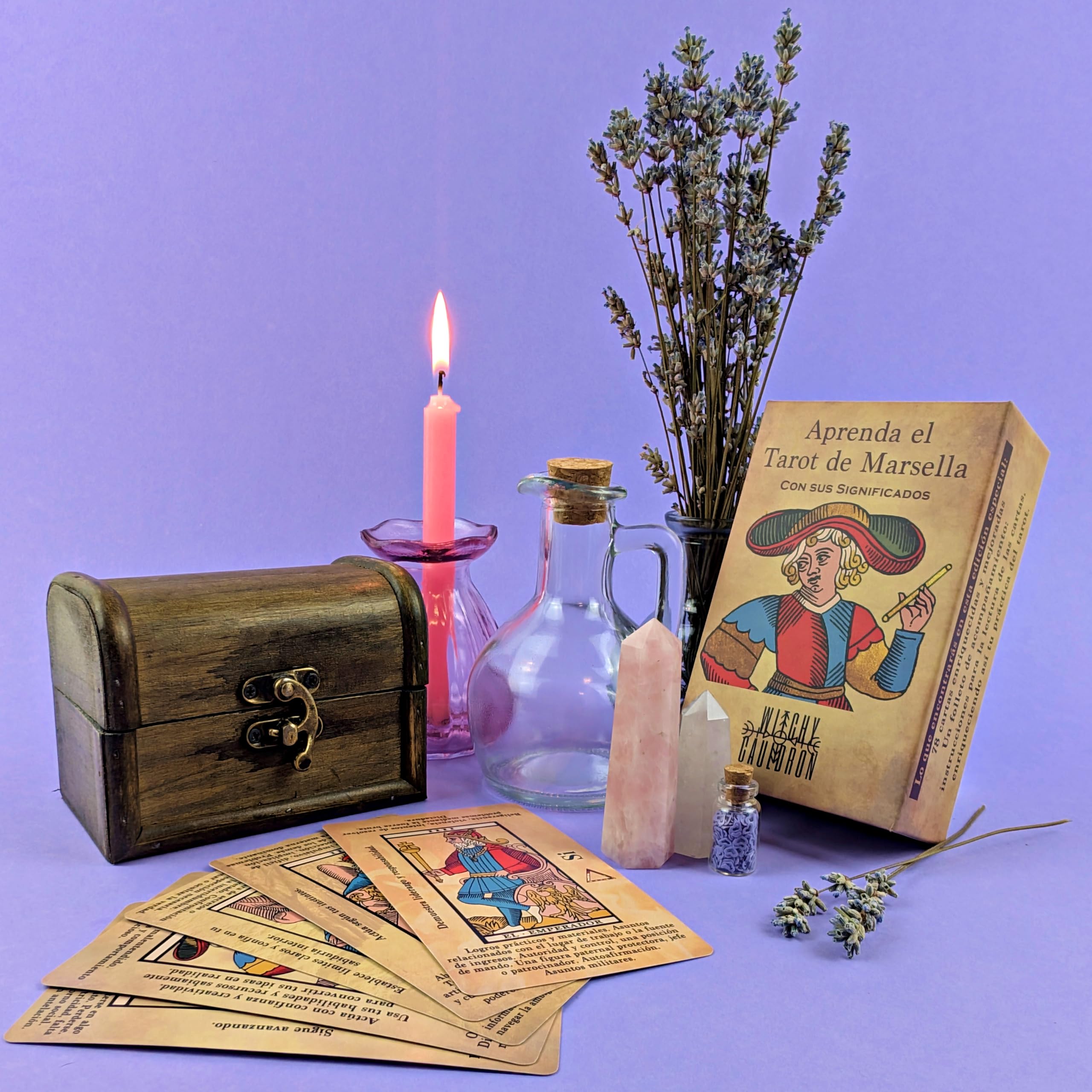 Witchy Cauldron Tarot de Marsella para Principiantes en Español - 78 Cartas con Significados e Interpretación Fácil - Tarot Clásico Divinatorio