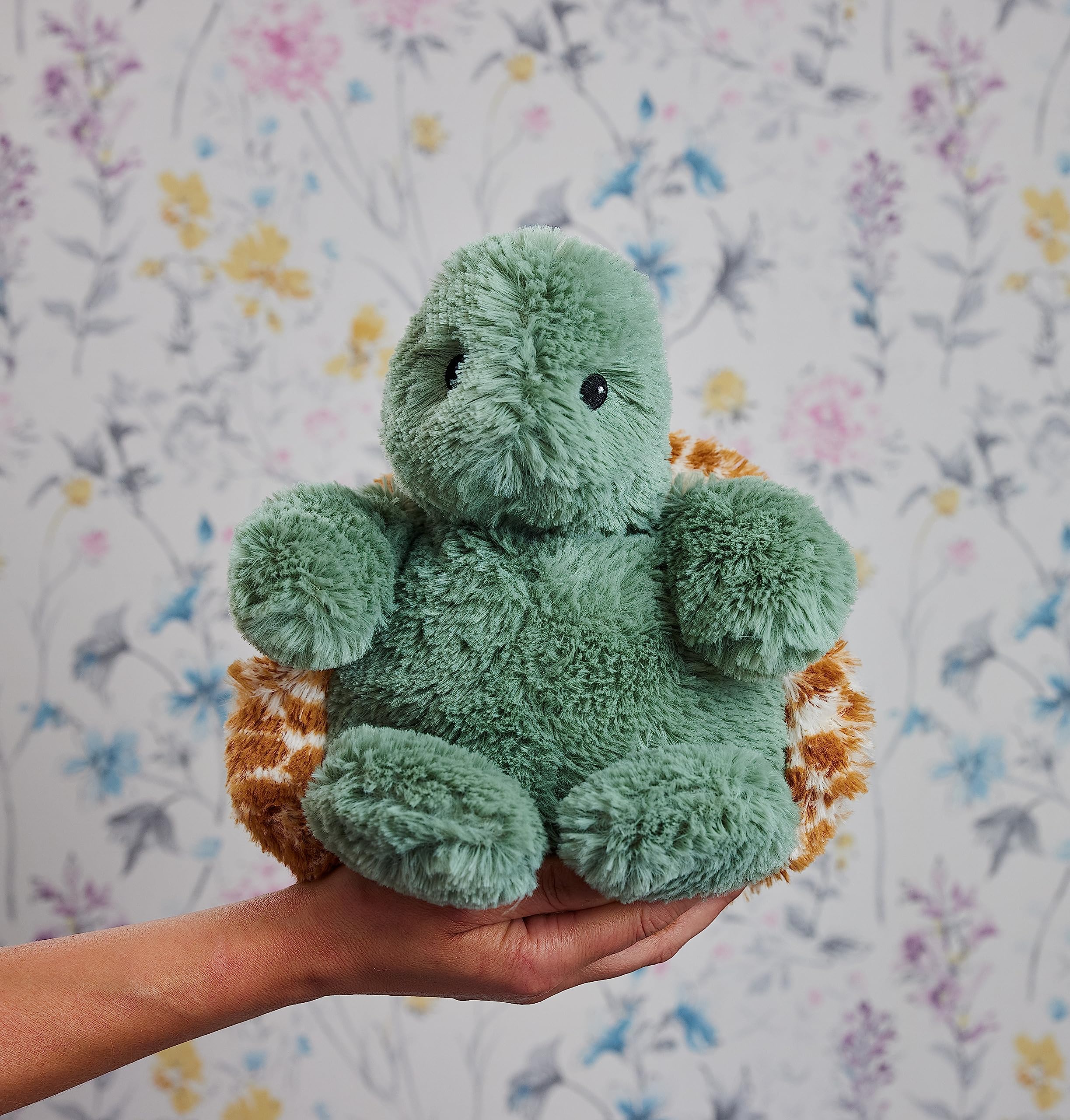 Warmies Peluche Bébé Tortue Micro-ondable Peluche Lourde avec Parfum de Lavande Française, Sac de Blé Chaud ou Froid pour Relaxation Fraîche et Soulagement Chaud