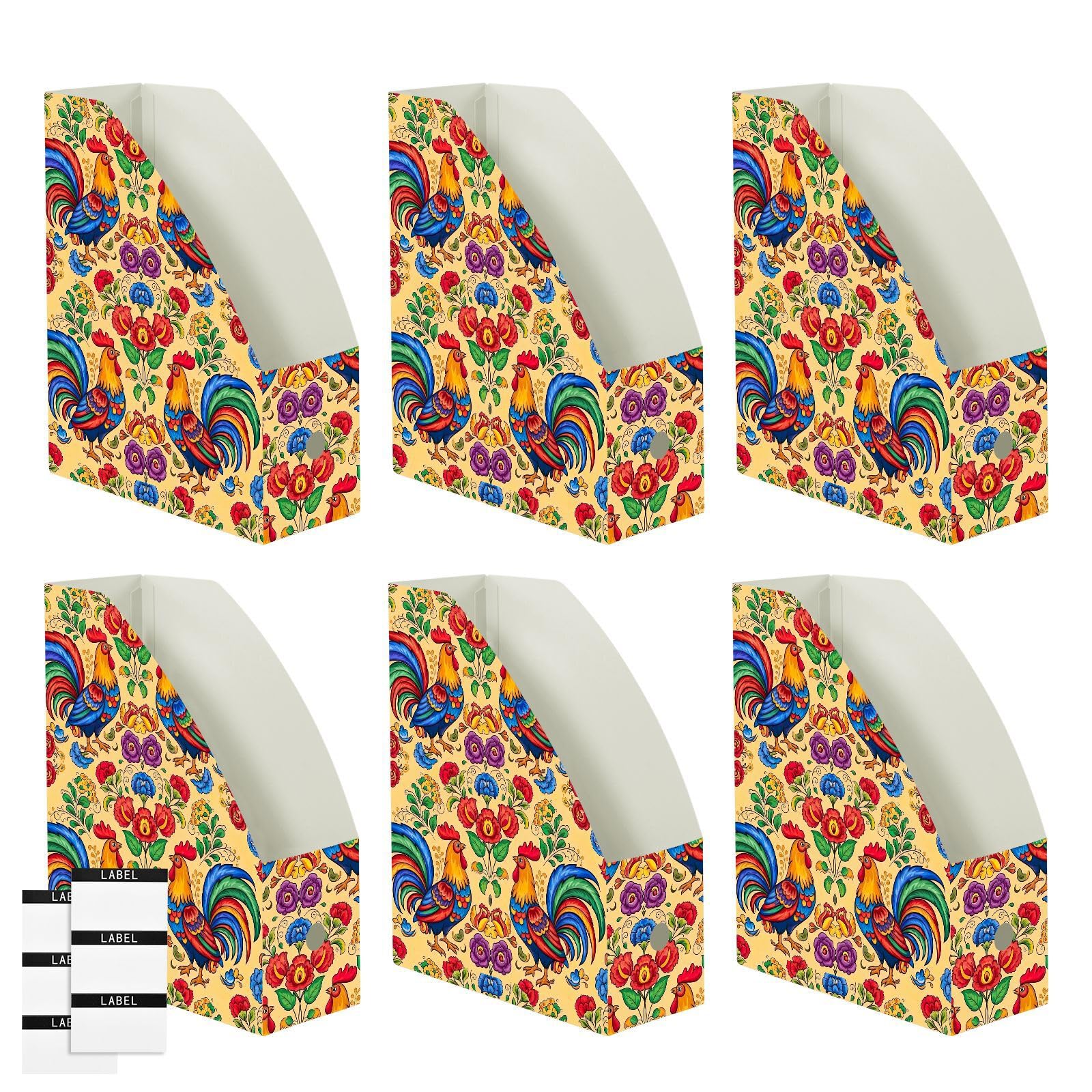 Organizzatore di carta beige gallo colorato per scrivania