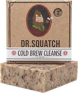 Dr. Squatch Cold Brew Cleanse Coffee Soap Bar – Blend of Shea Butter, Salt, Kaoilin Clay, and Some Top Notch Coffee Beans – Organic Handmade in USA