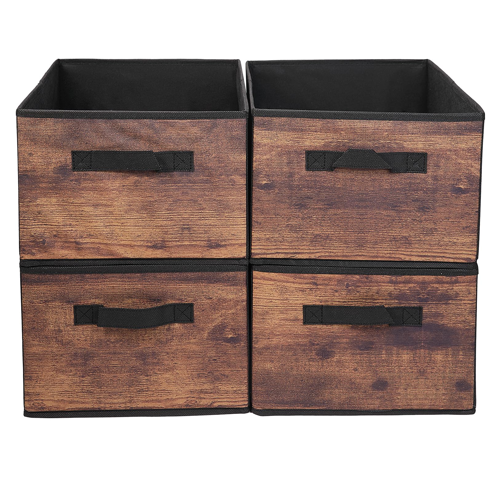 JAKAGO Fabric Storage Bins set of 4 Rectangle Storage Baskets with Handle Foldable Closet Organizer for Clothes Towel bedding Books Collapsible