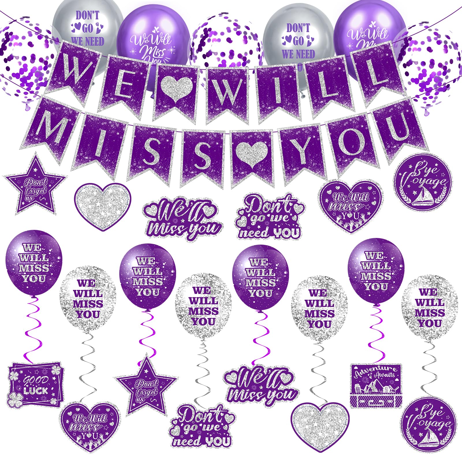 Purple Glitter Paper Banner, Pre-Strung,80th Birthday/Wedding Anniversary Party Decoration Supplies, Letters Purple Cheers To 80 Years, Size: Small