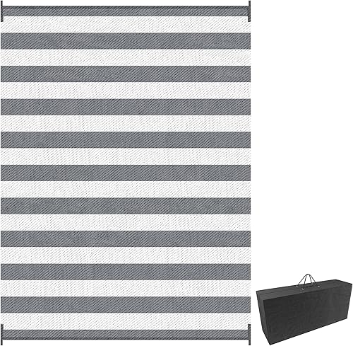 Outsunny Alfombra de caravana, alfombra de patio al aire libre, alfombra de camping grande con bolsa de transporte, 9 x 12 pies, popote de plástico