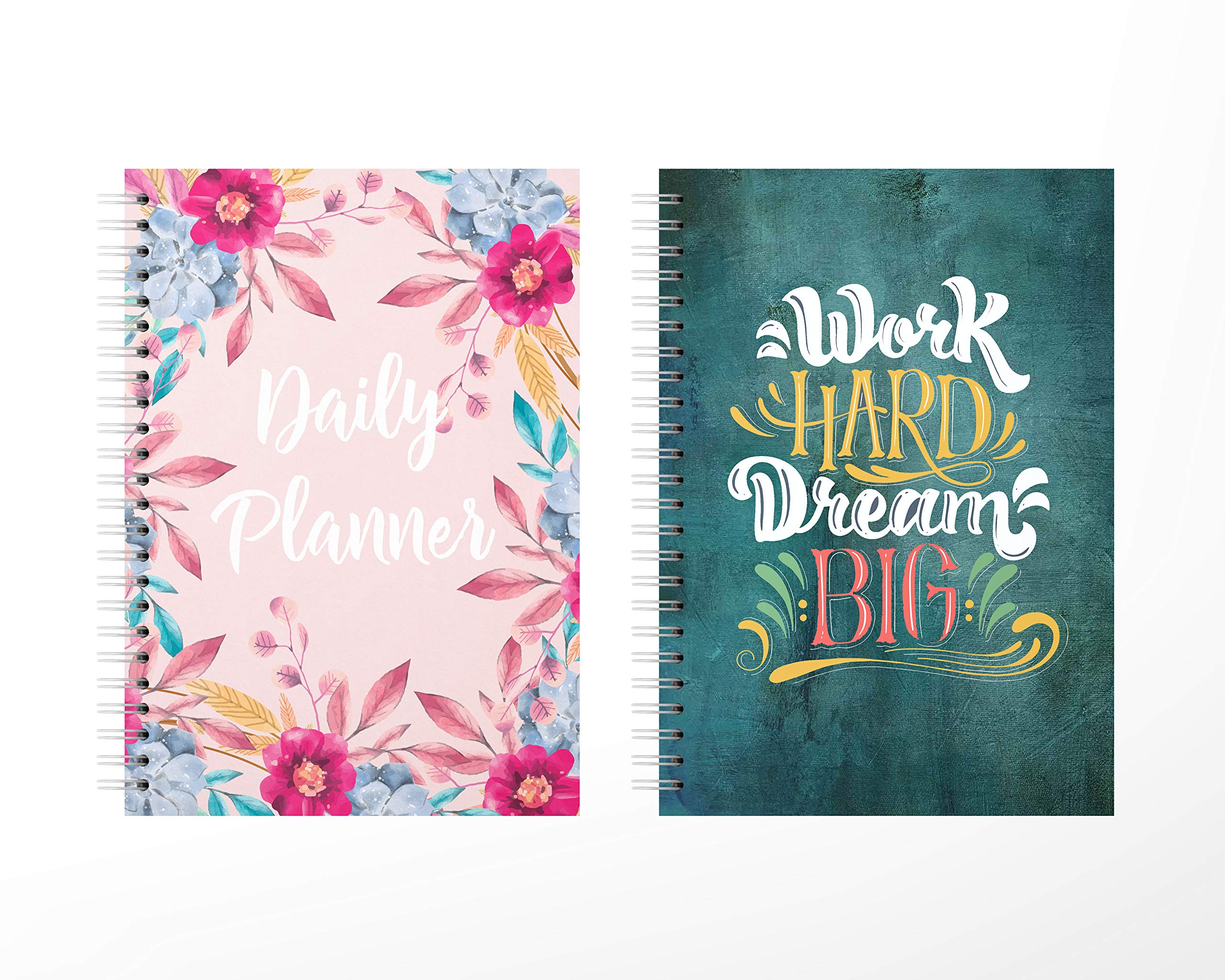 LAURET BLANC Combo Daily Planner, Schedule Your Day, Achieve Goals, Manage to Do Lists- A5, 80 GSM, 160 Pages Each. Plan for 80+80 Days.