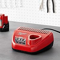 Vista 4 de Milwaukee Genuine OEM 48-59-2401 M12 Lithium Ion 12 Volt Battery Charger w/LED Indicating, Red