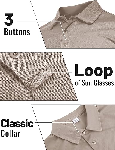 Vista 2 de TACVASEN Polo de manga larga para hombre, secado rápido, táctico, cuello de golf, ligero, transpirable, absorbe la humedad, al aire libre