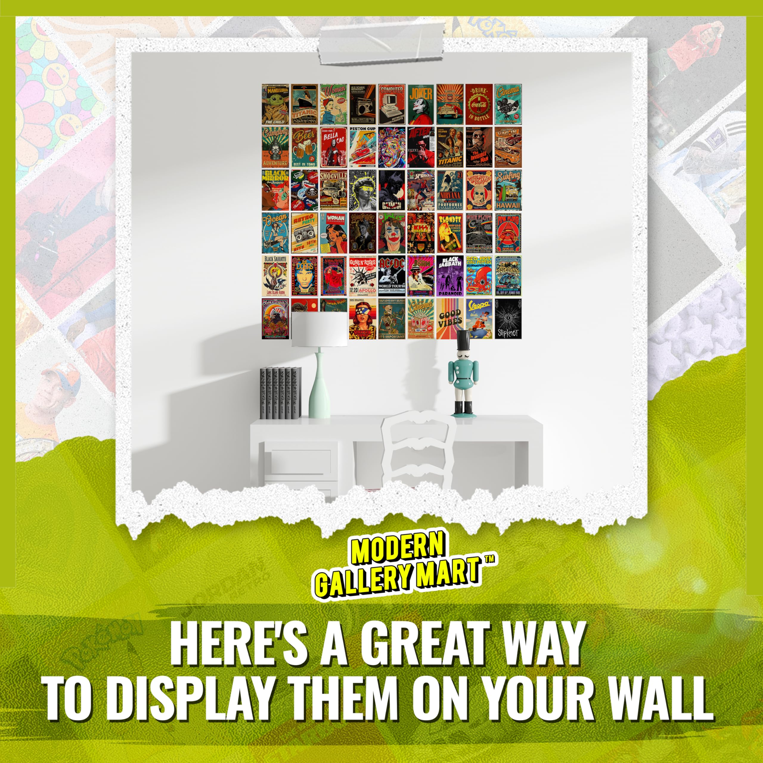 Vintage Wall Collage Kit - 54 Posters -5
