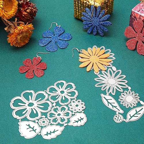 Miniatura 7 de 3 juegos de troqueles de corte de metal de flores, flores de Navidad, hojas en relieve, 19 estilos 3D troquelados de flores para manualidades,