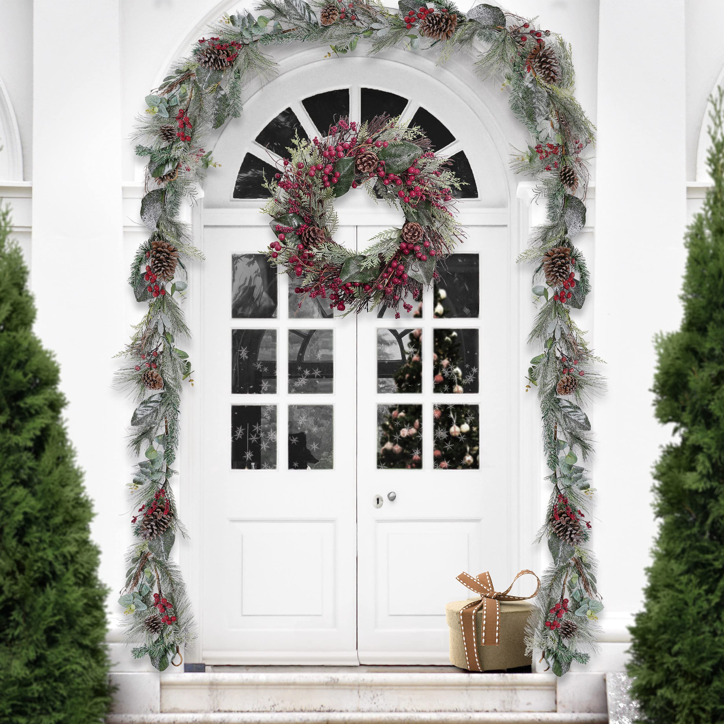 Valery Madelyn 18 inch Prelit Christmas Wreath for Front Door, Country