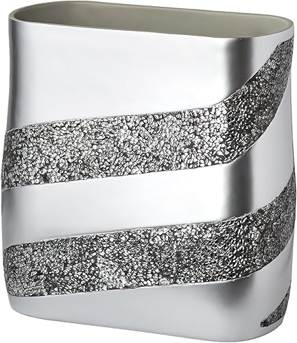 Creative Scents Basurero de baño con mosaico plateado de 2.11 galones / 8 litros, cesta de basura decorativa para baño, bote de basura delgado y
