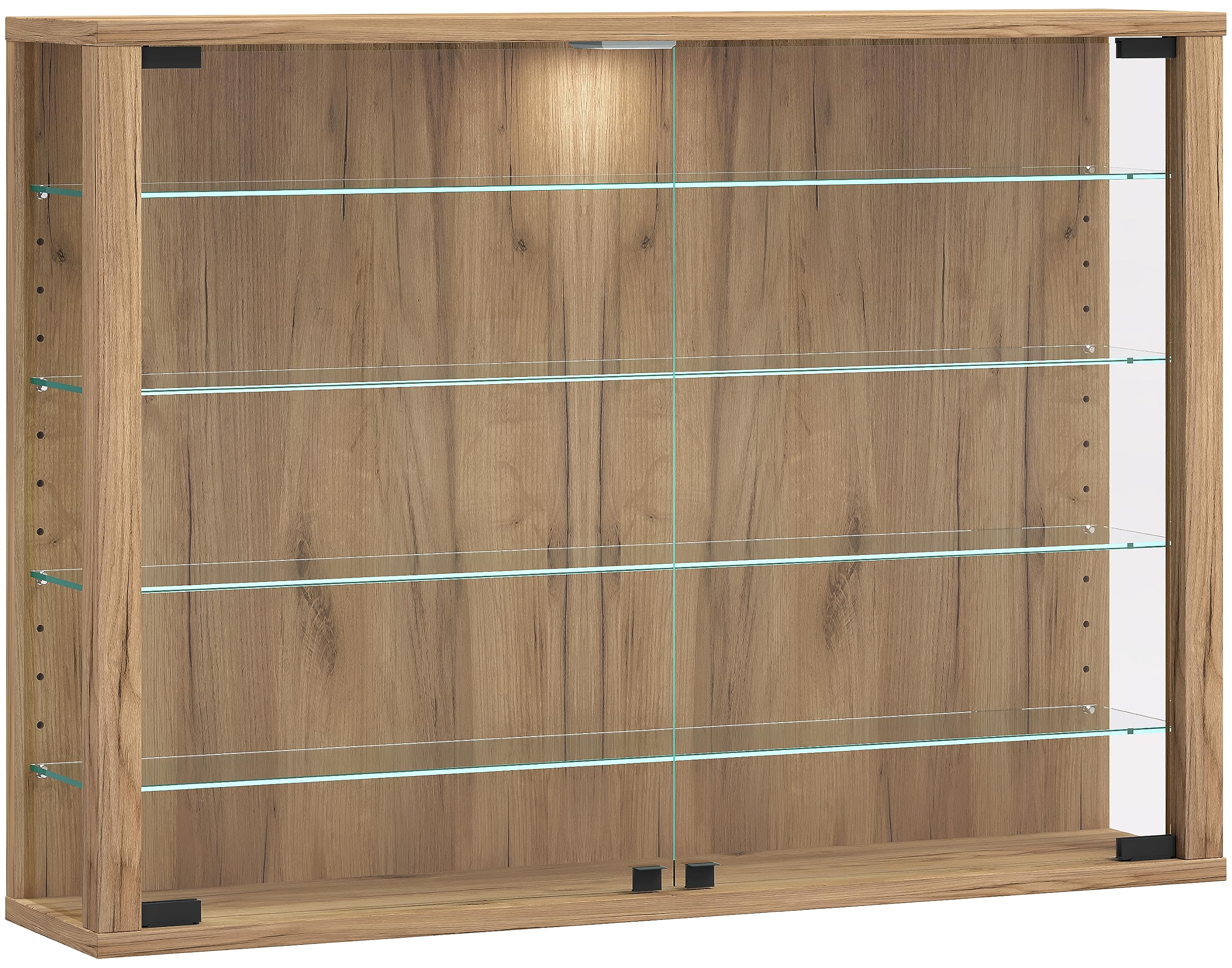 VCM Glasvitrine hängend, Vitrine Glas mit ESG-Sicherheitsglas, Maße: H. 60 x B. 83 x T. 18 cm, Hängevitrine Glas, Modern und platzsparend, Glas Vitrinenschrank - Vitrosa L