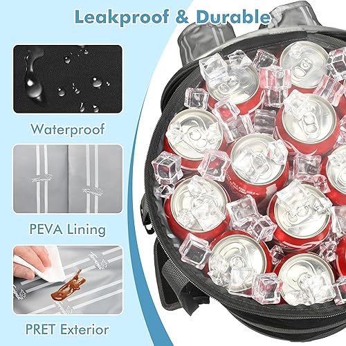 Miniatura 3 de Bolsa enfriadora plegable desplegable y baúl de hielo, aislada, ligera con interior impermeable y portavasos integrado, enfriador portátil a prueba