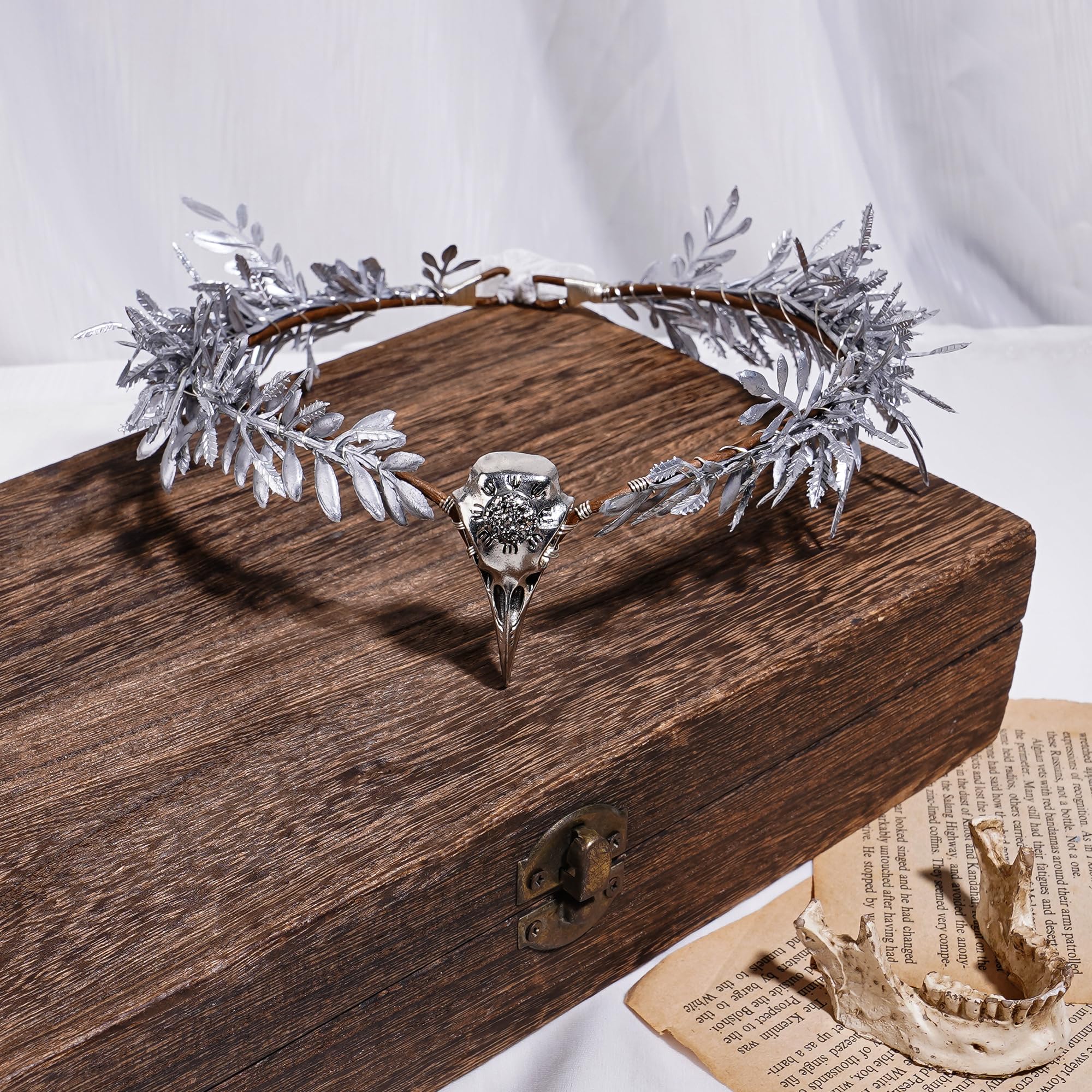 MOSTORY Silver Viking Elf Circlet with Raven for Women Witch Halloween Renaissance Cosplay - Image 3