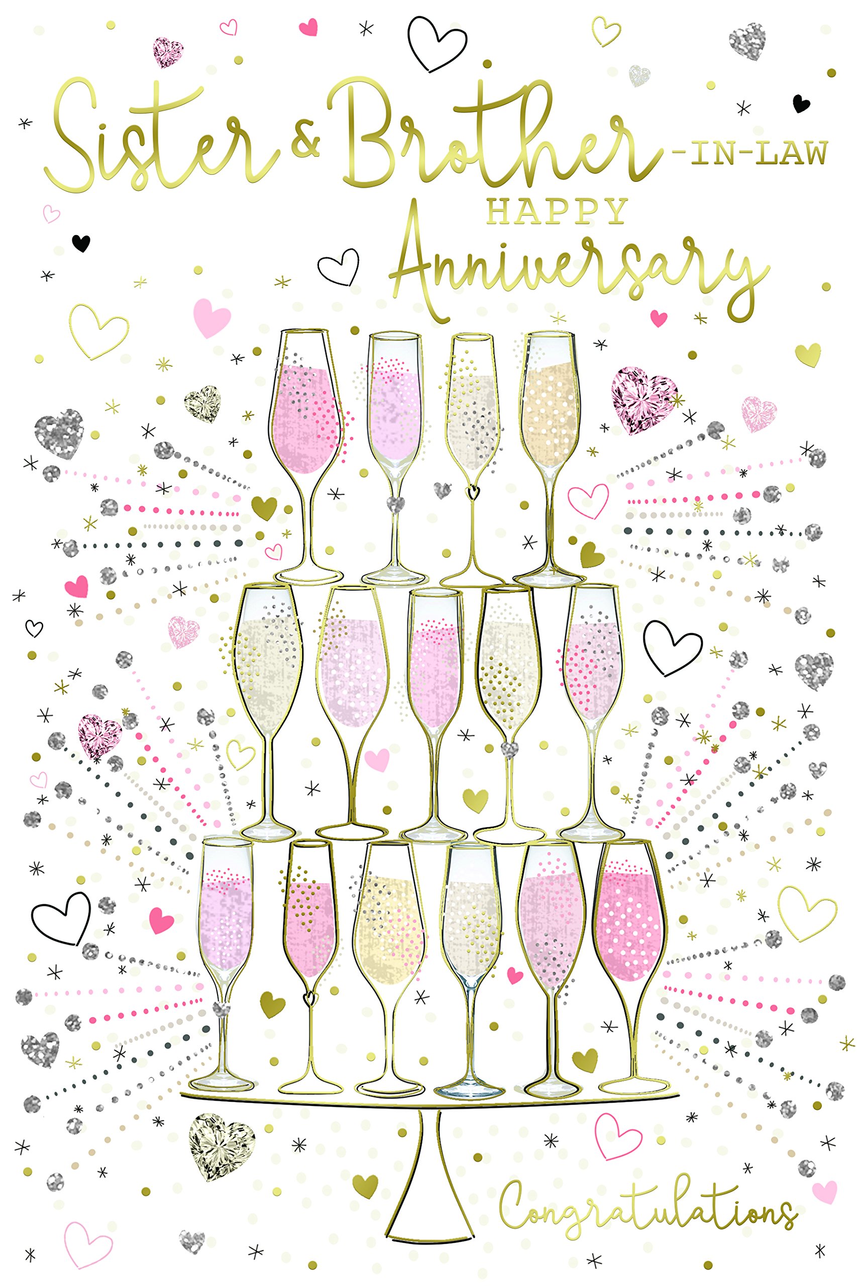 Special Days Sister & Brother In Law Happy Anniversary Champagne Design Card Lovely Verse