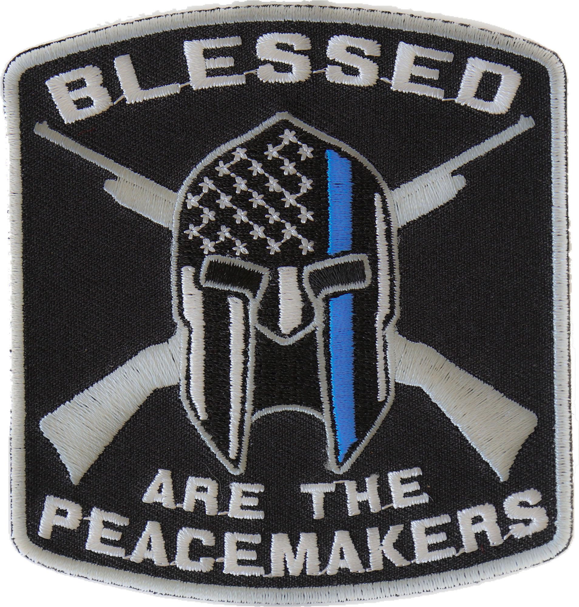 Blessed Are The Peacemakers Thin Blue Line Patch For Law Enforcement - 3.5x3.75 inch