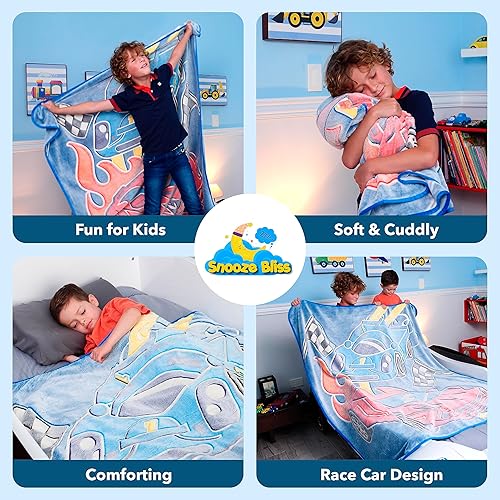 Miniatura 5 de Manta de coche de carreras que brilla en la oscuridad divertido regalo de cumpleaños para niños que aman los autos de juguete y los autos a control