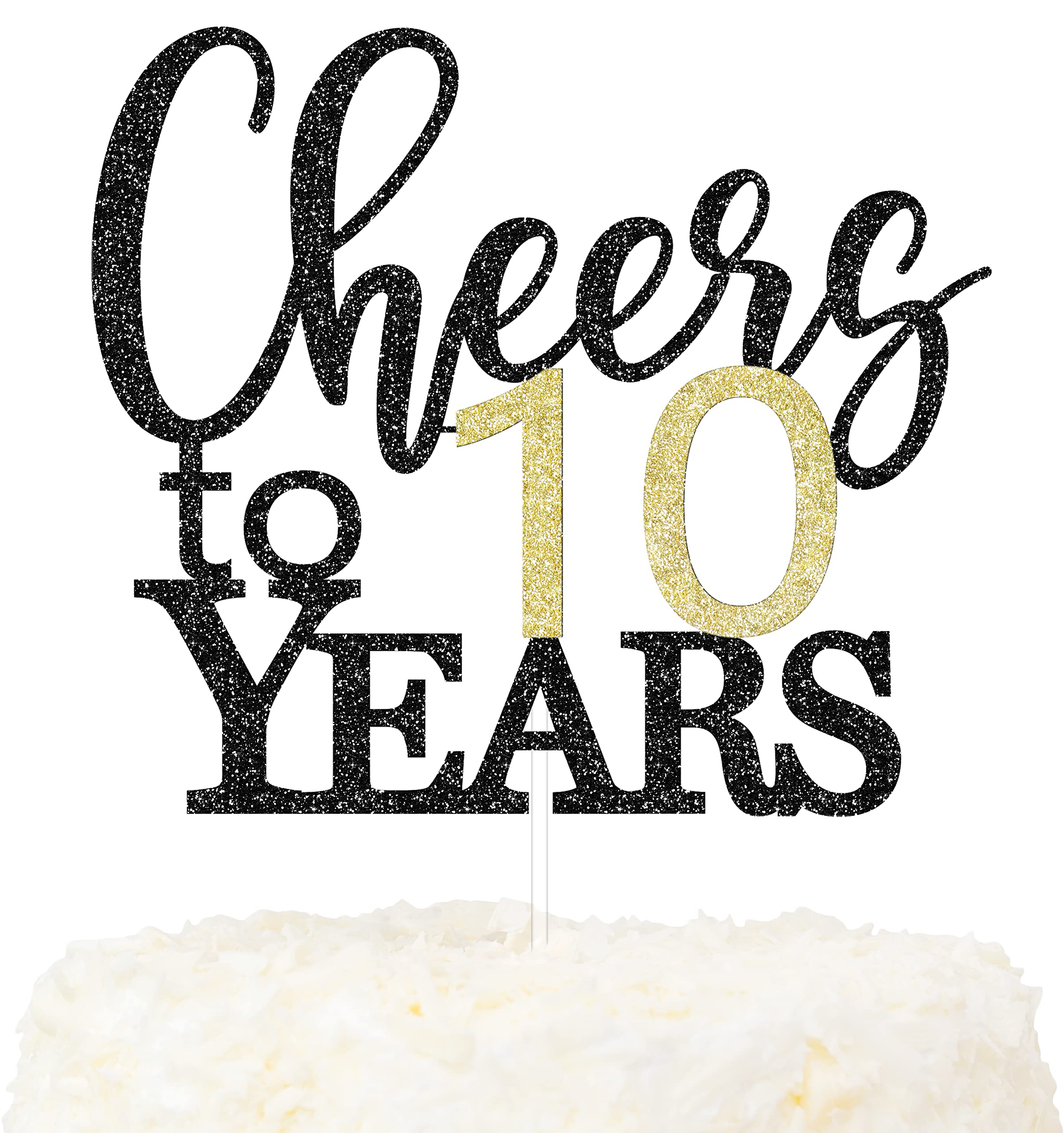 Zahl 10 Kuchentopper – Glitzernd, 12,8x21,2 Cm, Für 10. Geburtstag Oder Jubiläum