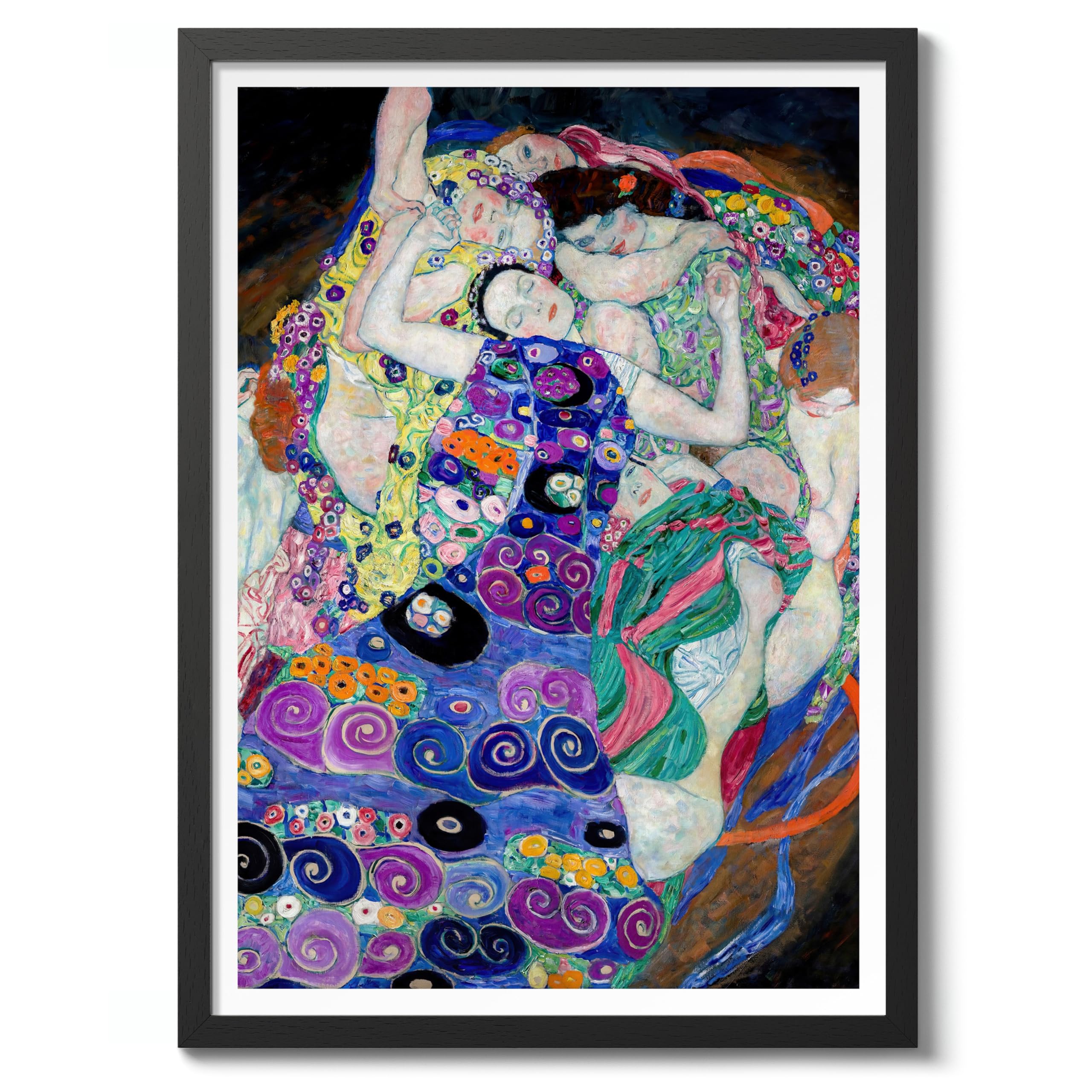 Animato The Virgin Gustav Klimt Poster, Classic Famous Oil Painting Print, Modern Art Nouveau Wall Art Home Decor, Archival Matte, 50x70cm (Black Frame) - 50x70cm