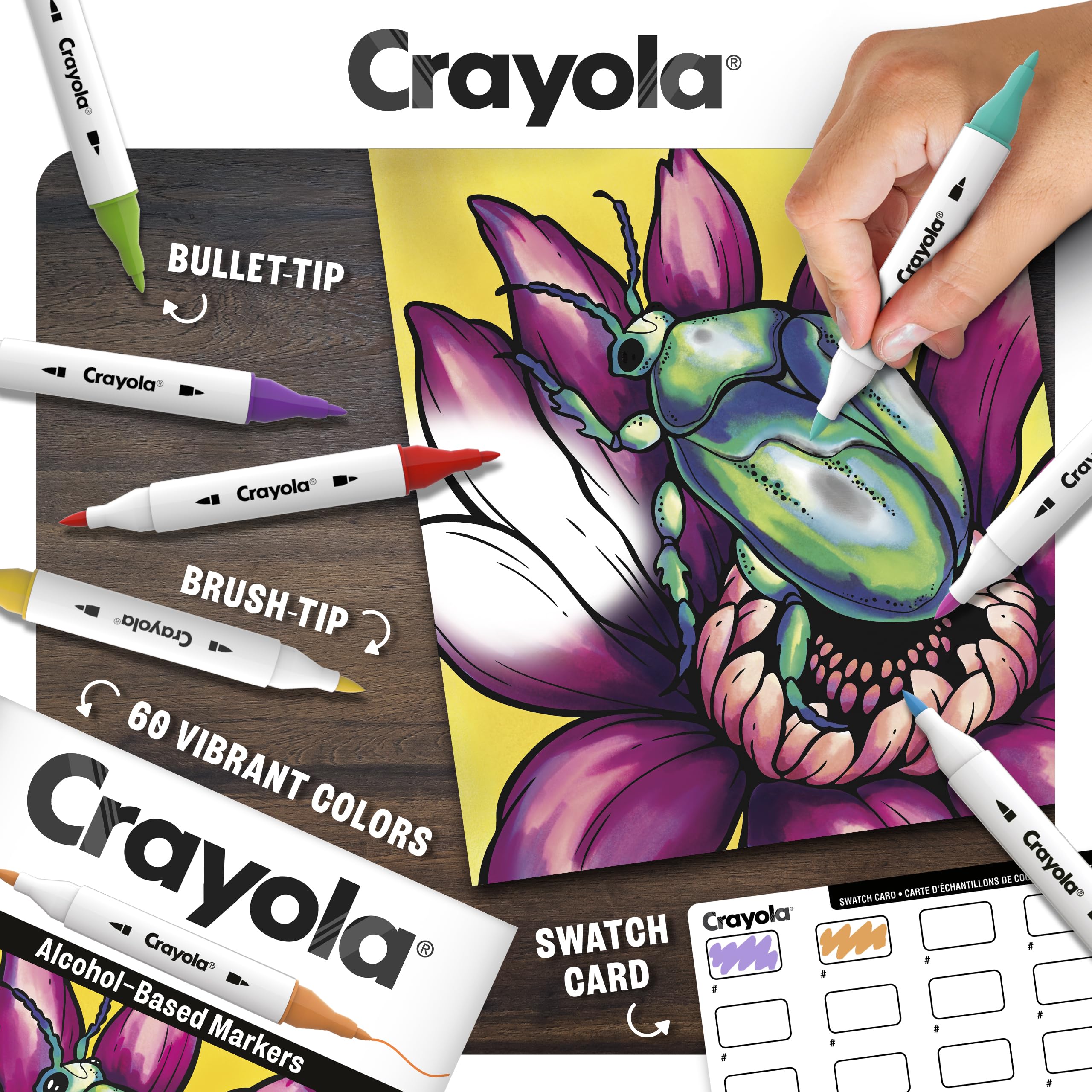 Crayola Zestaw 60 Markerow Alkoholowych, Cienka i Brush, 14+