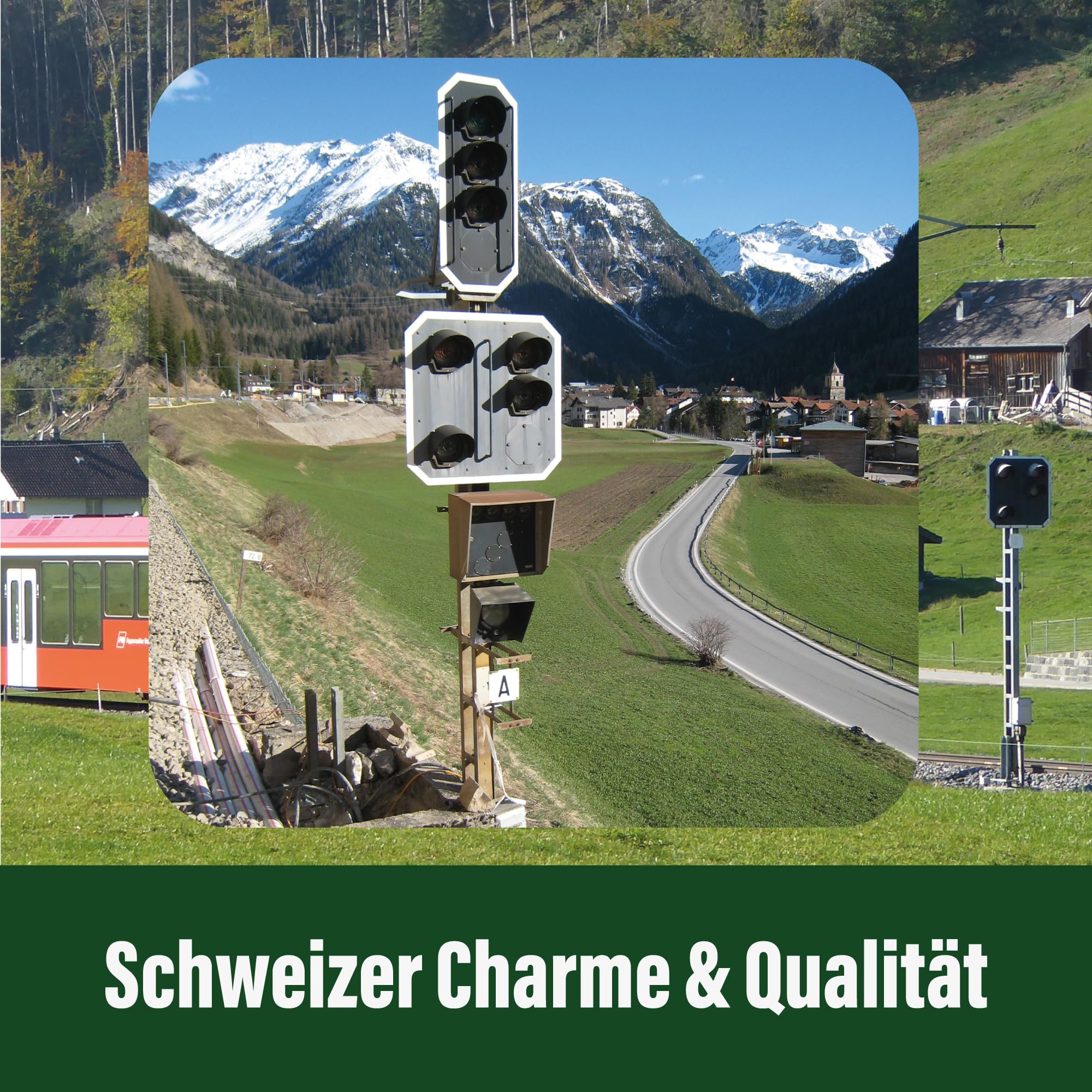 Lichtsignal RhB Vorsignal Typ L für Spur G analog / digital mit Decoder und LEDs - Gartenbahn Spur G (83814623, Typ L 2-Fach mit RhB Vorsignal, 83814623)