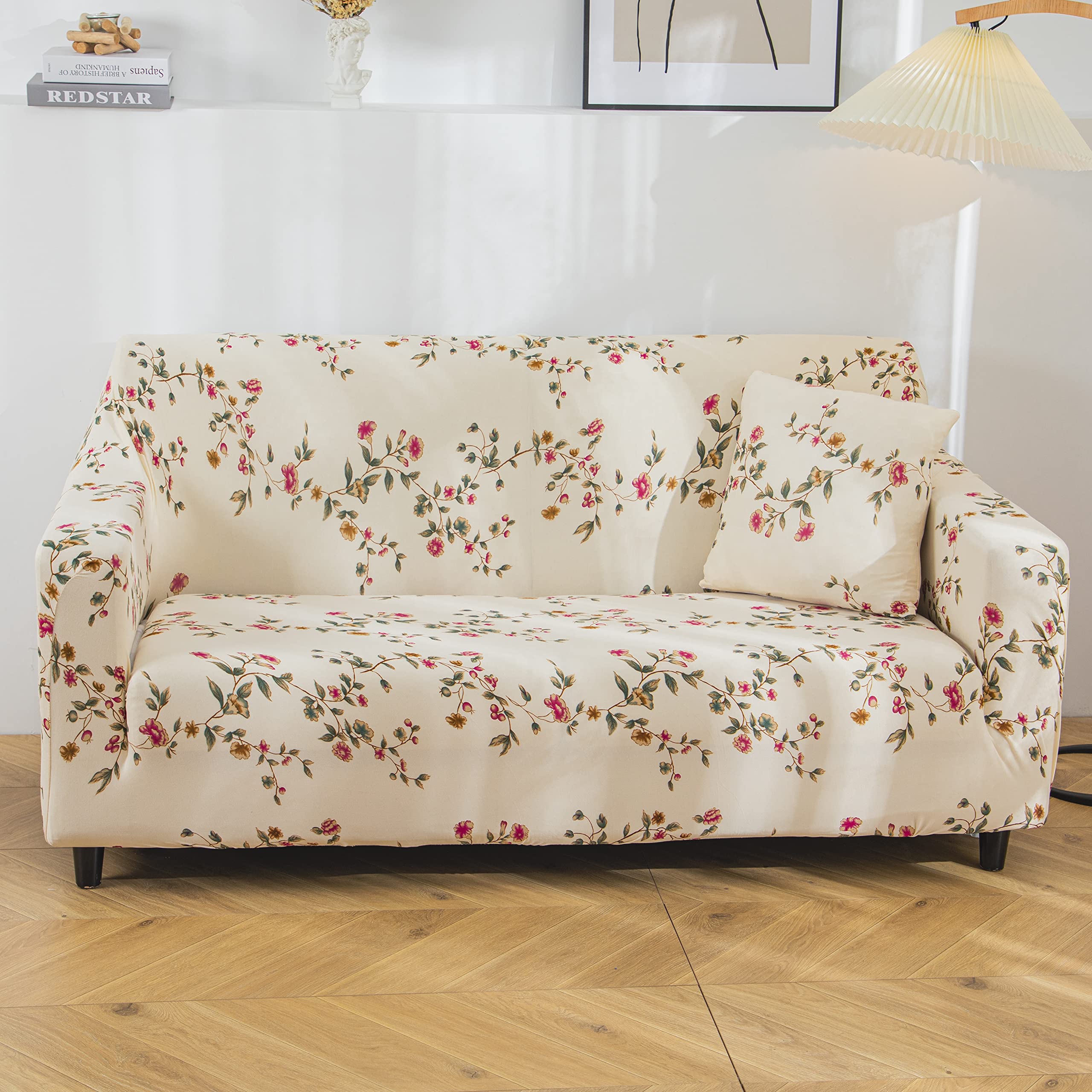 House of Quirk Universal Four Seater Sofa Cover Big Elasticity Cover for Couch 140 GSM Sofa Slipcover (Grey/Pink Flower, 230-300cm) (B09KPVPC4N) Amazon Price History, Amazon Price Tracker