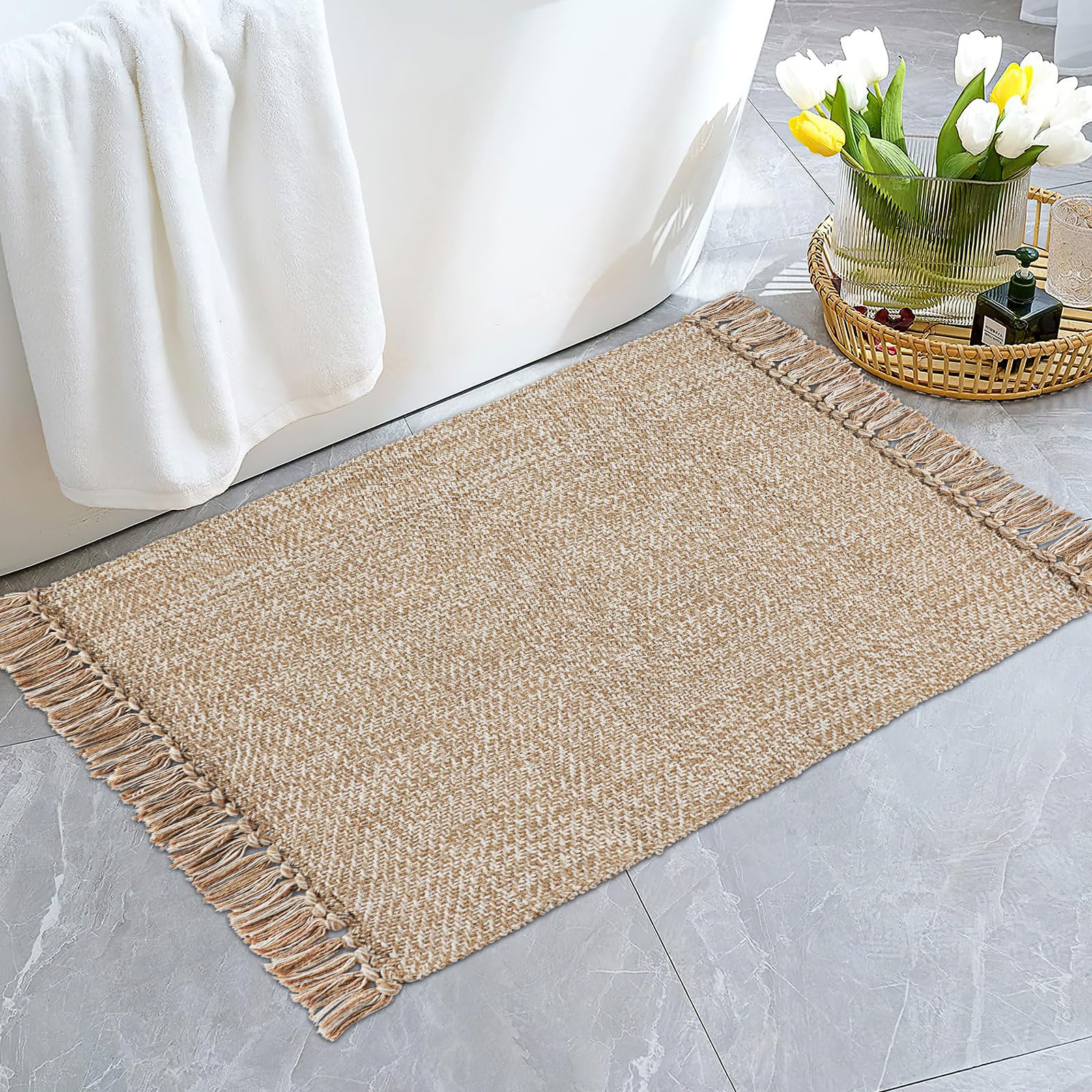 Piccolo tappeto da bagno reversibile, 5 x 0,9 m, lavabile, in cotone, per camera da letto, cucina, lavanderia, soggiorno