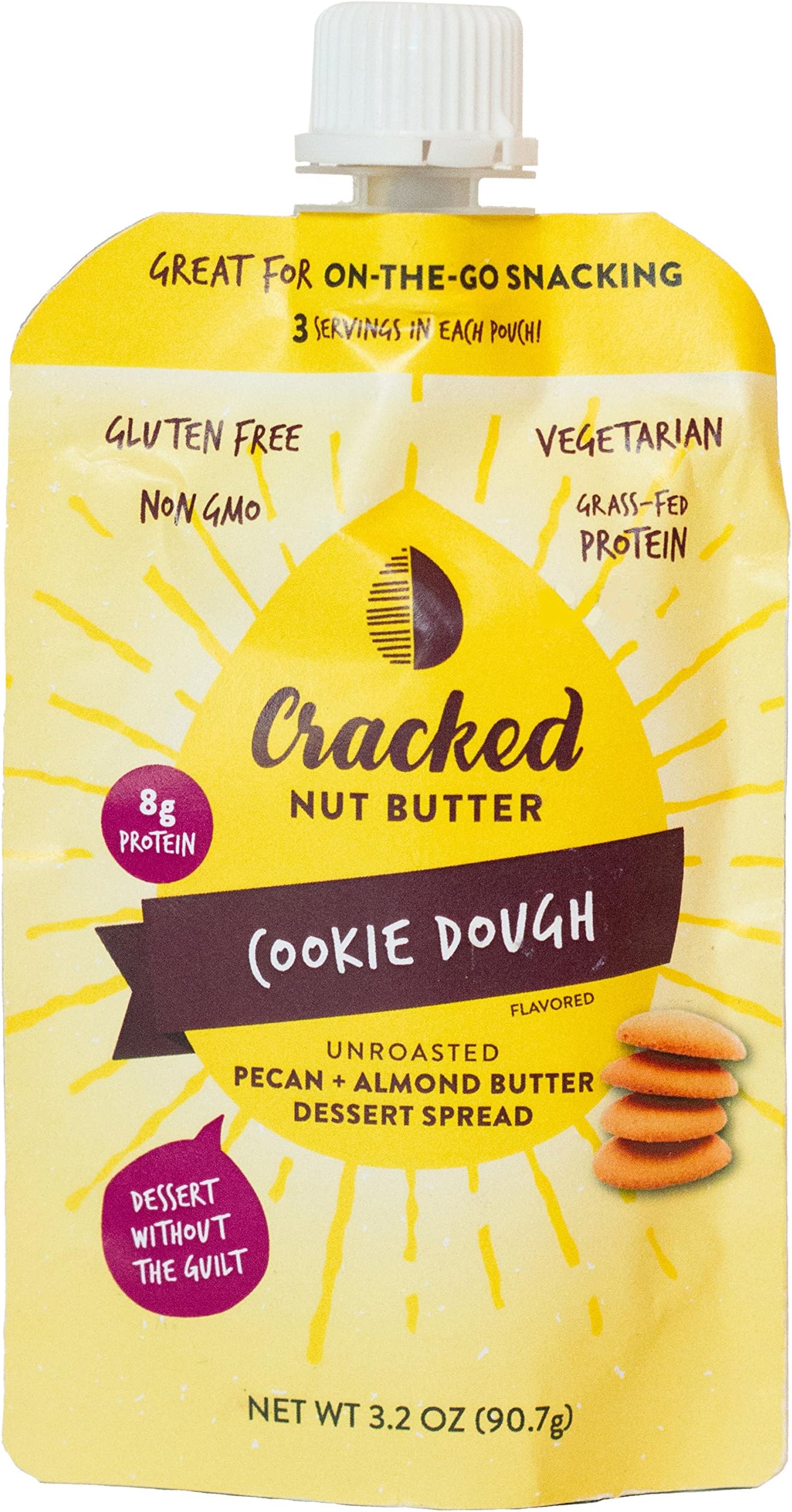 Cracked Nut Butter Unroasted Pecan Plus Almond Butter Dessert Spread, Cookie Dough, 3.2 Ounce