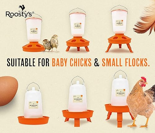 Miniatura 3 de Roosty's - 2 comederos para pollitos de 3.3 lbs de llenado superior y bebedero para pollos de 1,5 l - Comederos y bebederos de pollo  Comedero