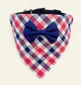 Dog-O-Bow Pink Check Collar Scarf for Dogs (M)
