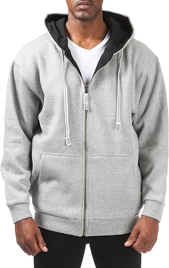 Pro Club Mens Full Zip Reversible Fleece and Thermal Hoodie
