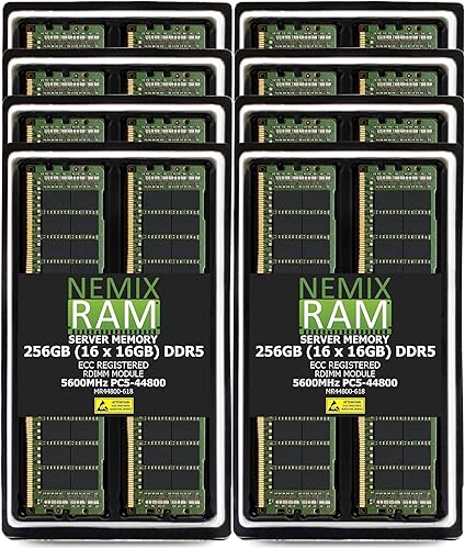 Miniatura 10 de NEMIX RAM Memoria de servidor registrada DDR5 5600MHZ PC5-44800 1Rx8 1.1V CL46 288-PIN ECC RDIMM de 16 GB (1 x 16 GB)
