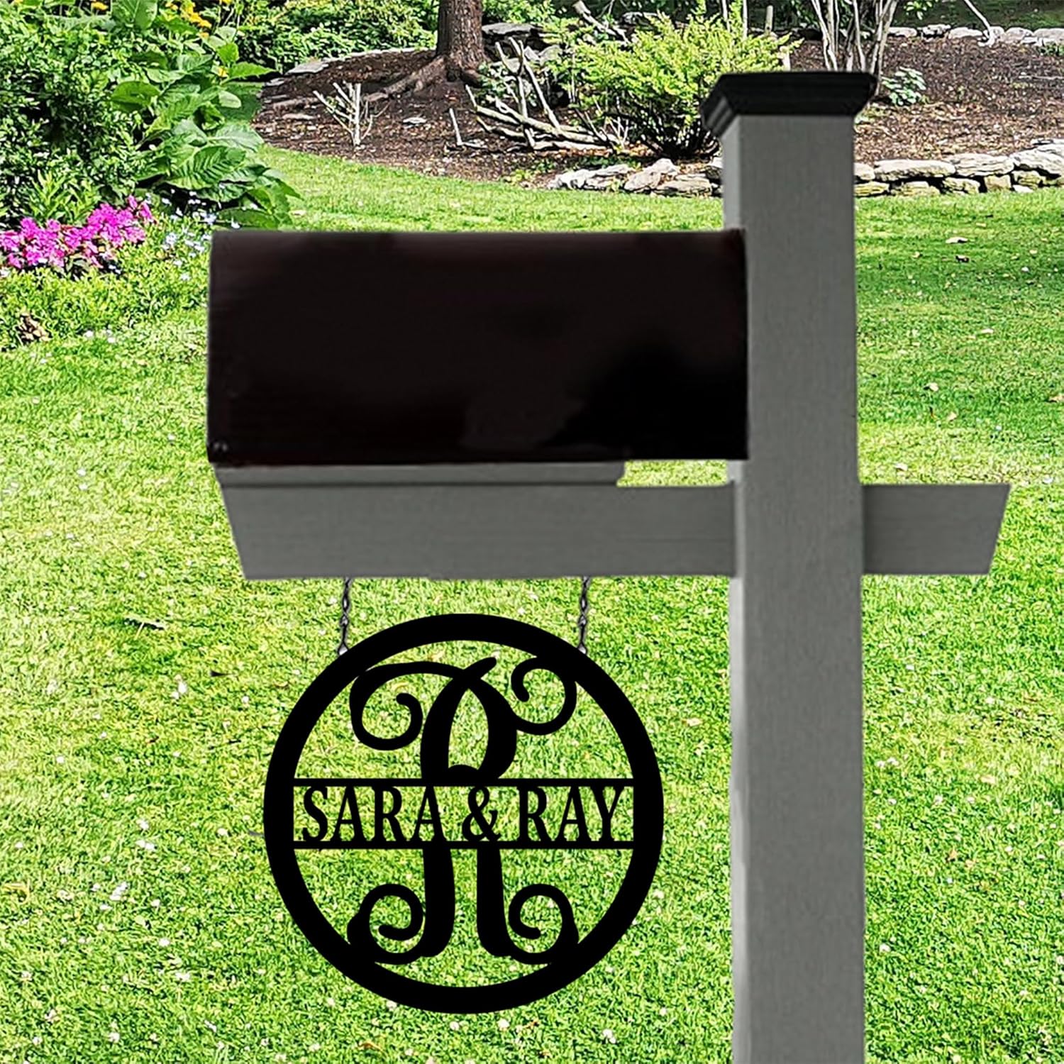 Custom Hanging Yard Sign for Garden Flag Stand 14 INCH Outdoor Metal ACM Family Name Yard Decor New Home Gift for Mother's Day, Established Year Decoration Personalized Anniversary Present