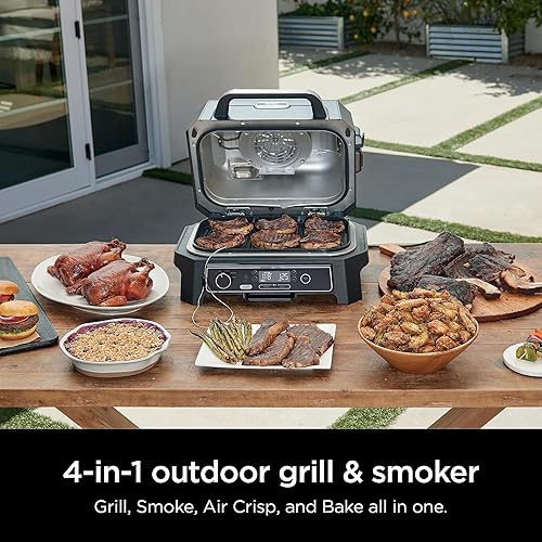 Miniatura 5 de Ninja OG850 Woodfire Pro XL - Parrilla y ahumador para exteriores con termómetro integrado, parrilla principal 4 en 1, ahumador de barbacoa,