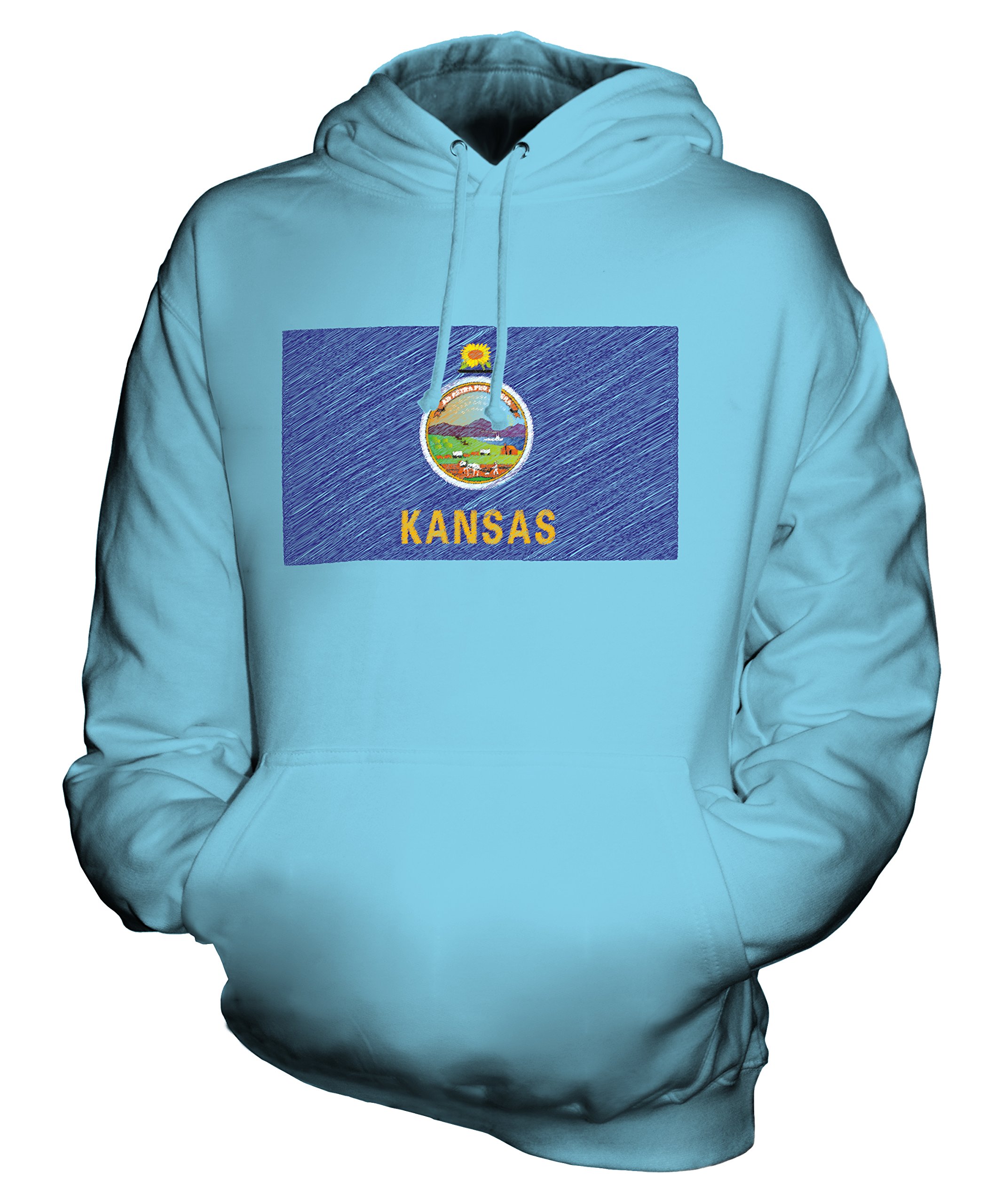 Pull à Capuche Kansas État Drapeau Griffonné Unisexe Candymix