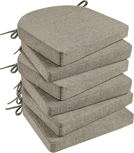 Miniatura 9 de Basic Beyond Cojines para sillas de comedor, 6 unidades, cojines de espuma viscoelástica con lazos y respaldo antideslizante, almohadillas para