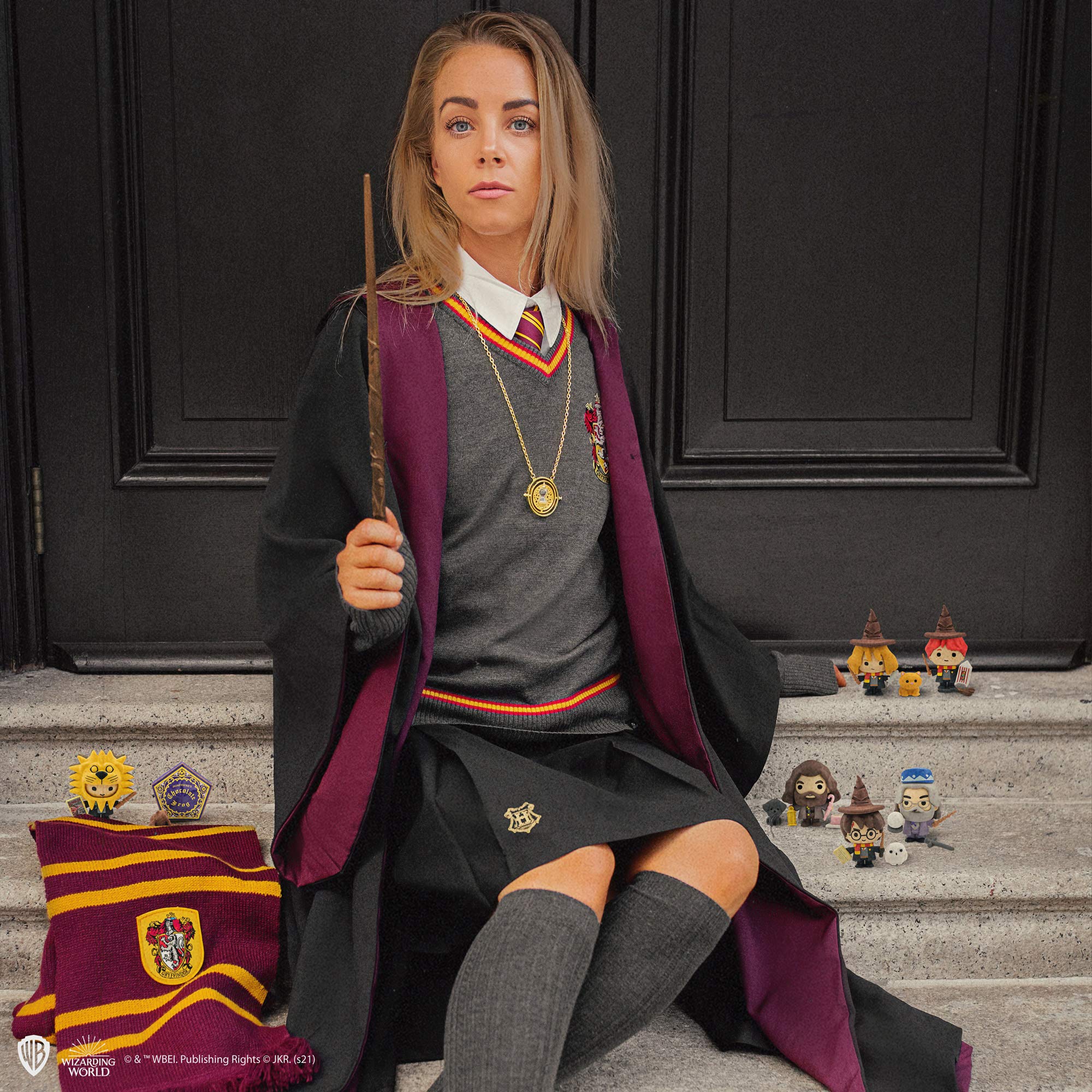 Cinereplicas Falda de estudiante Hermione - Harry Potter - Falda Informal Unisex Adulto Negro Tiro medio EU Large