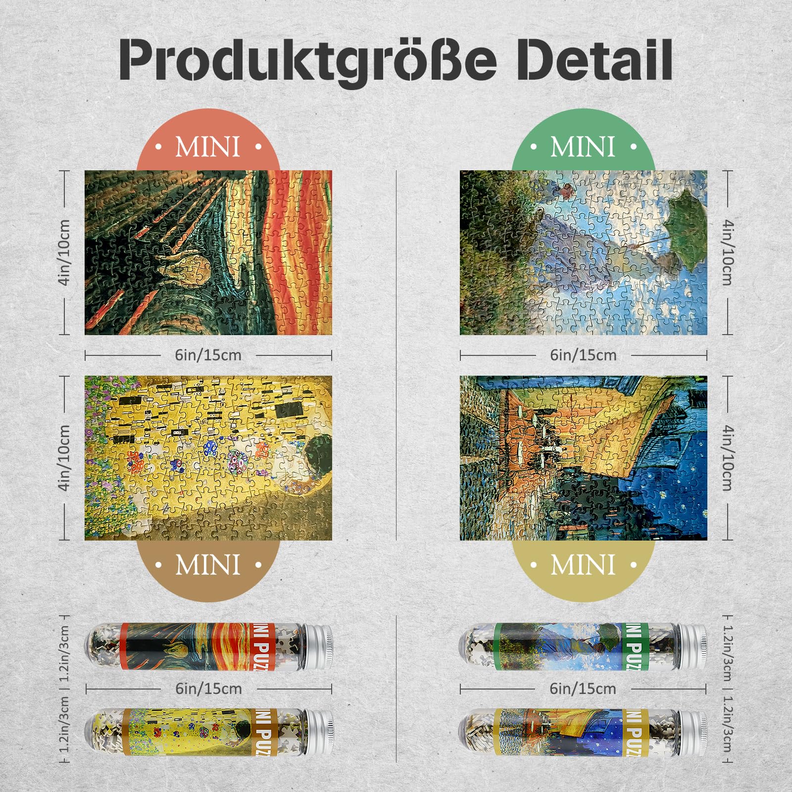 MISITU 150 Pieces Mini Puzzles Pack of 4 for Adults Oil Painting Puzzle Travel Puzzle Home Decoration, Yellow, Blue - Image 2